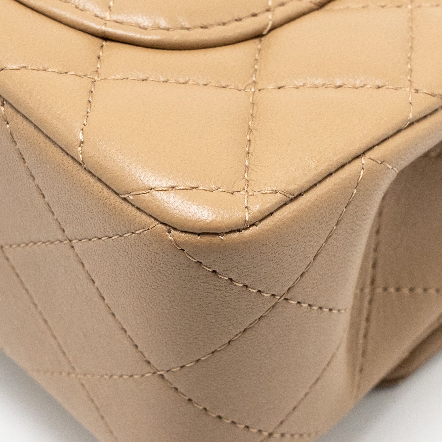 Chanel Top Handle Mini Rectangular Lambskin Dark Beige GHW (Microchip)