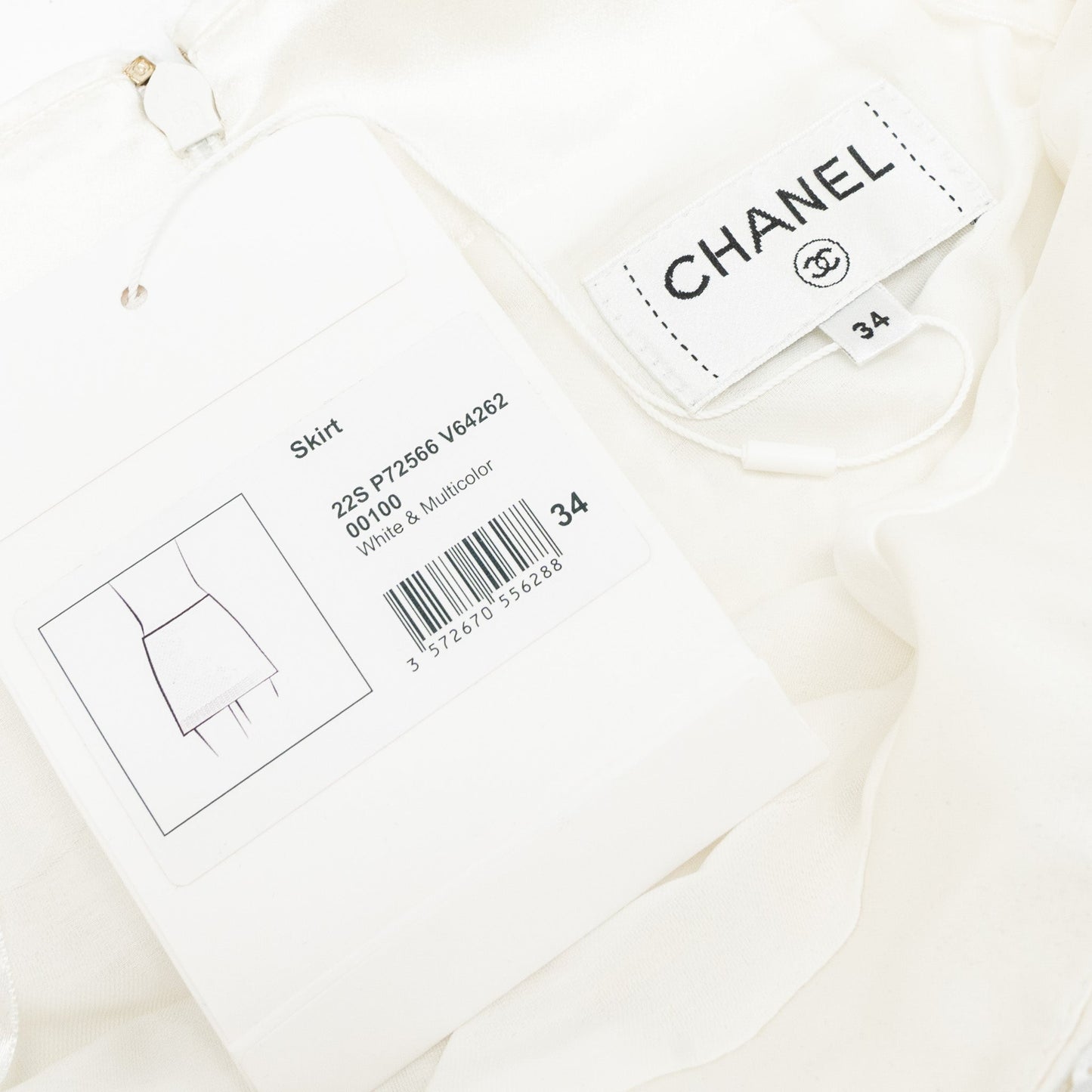 Chanel Size 34 22S Sequins Jacket and Skirt Suit Cotton/Polyester White/Multicolour