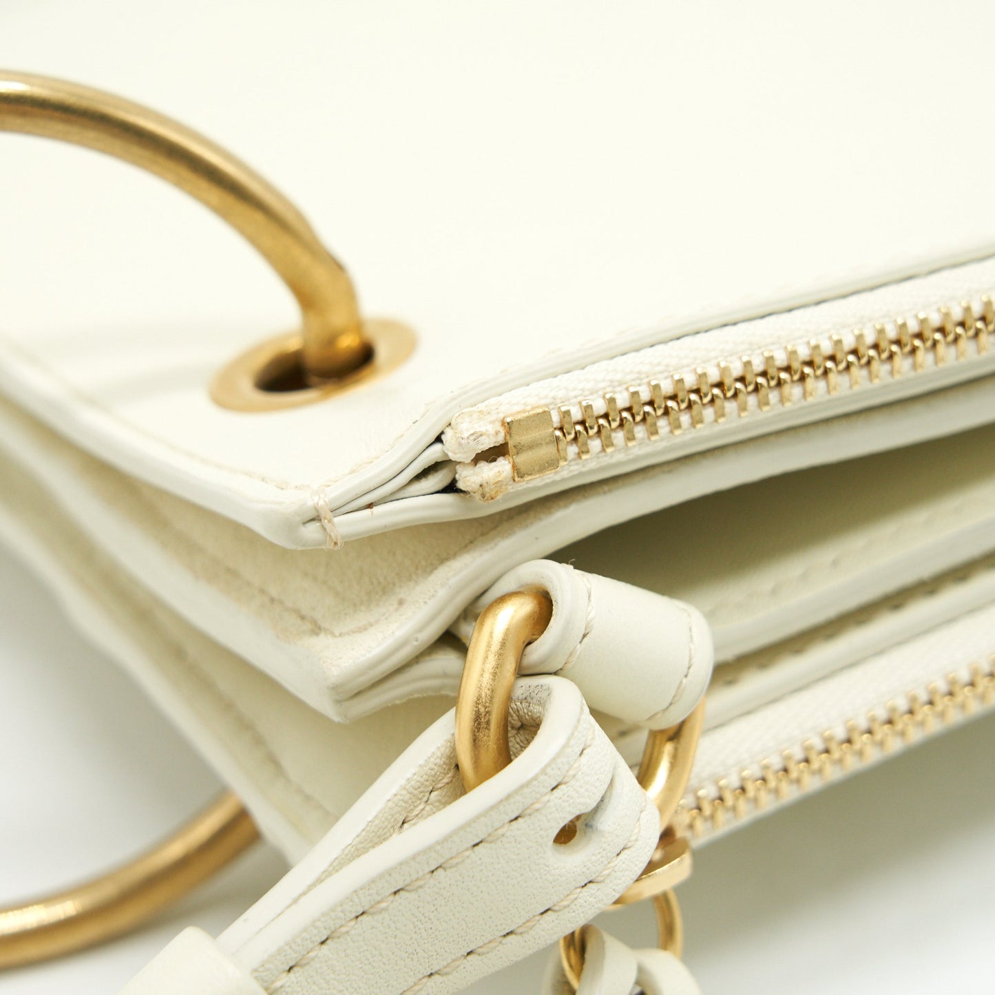 Chloe Double Zip crossbody Bag White GHW