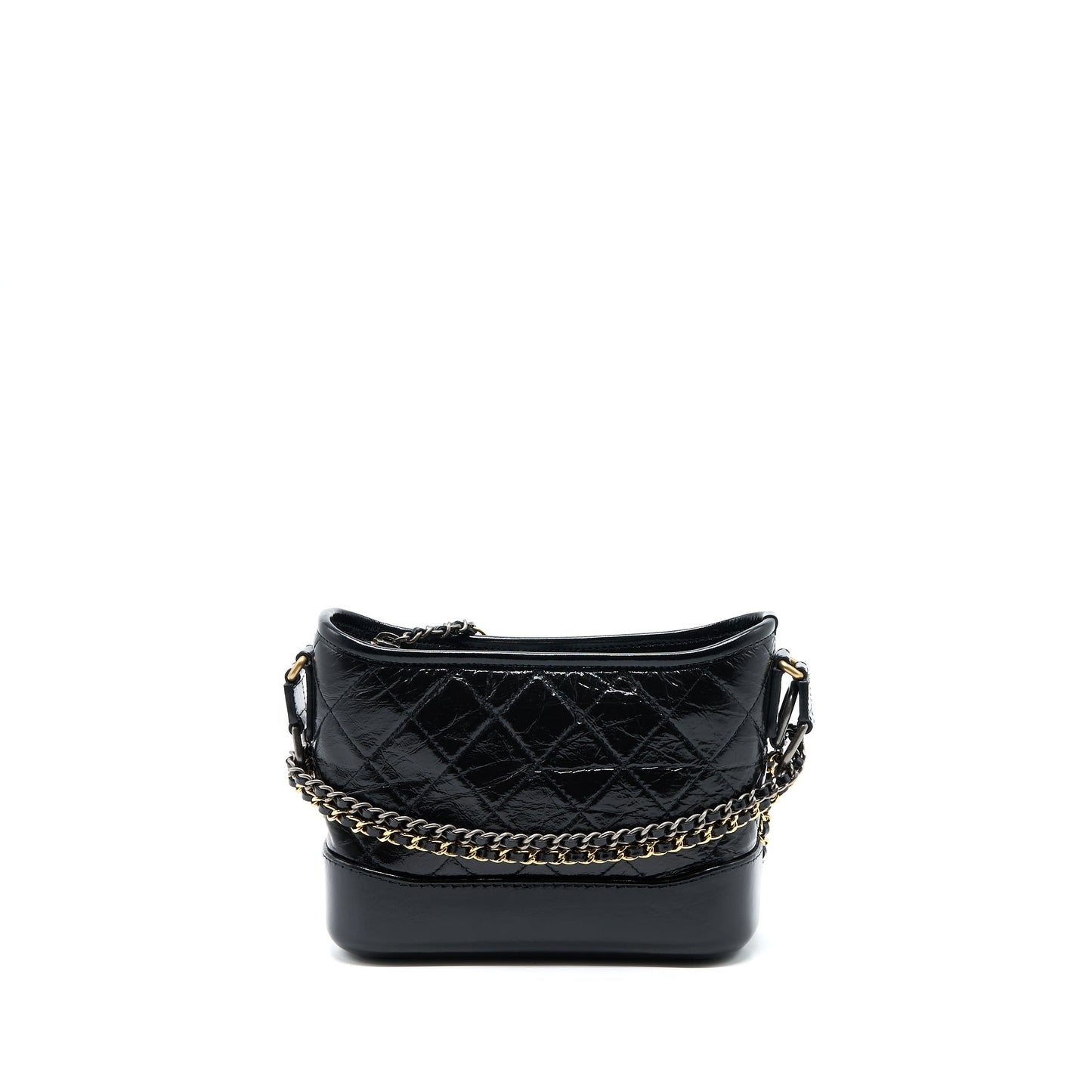 Chanel Small Gabrielle Hobo Bag Shiny Calfskin Black Multicolour Hardware