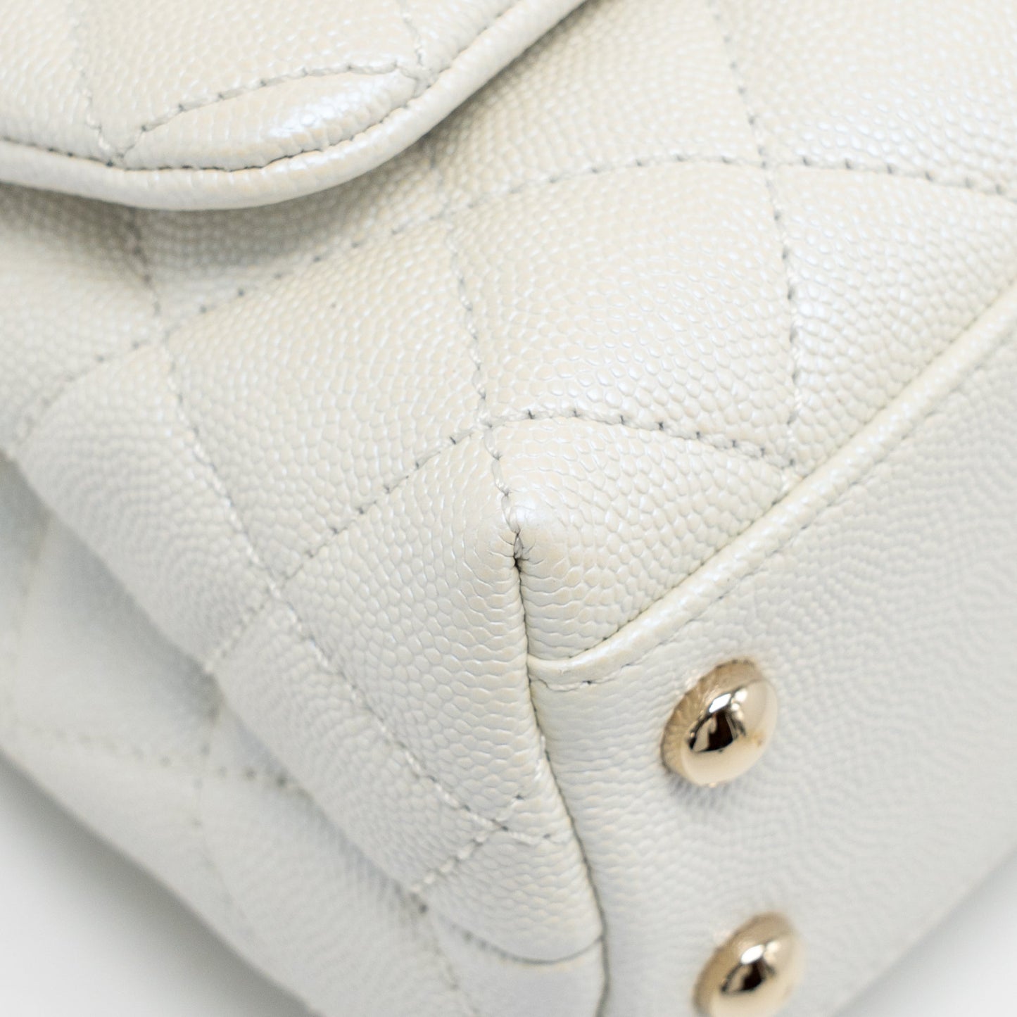 Chanel Mini Coco handle caviar iridescent white LGHW