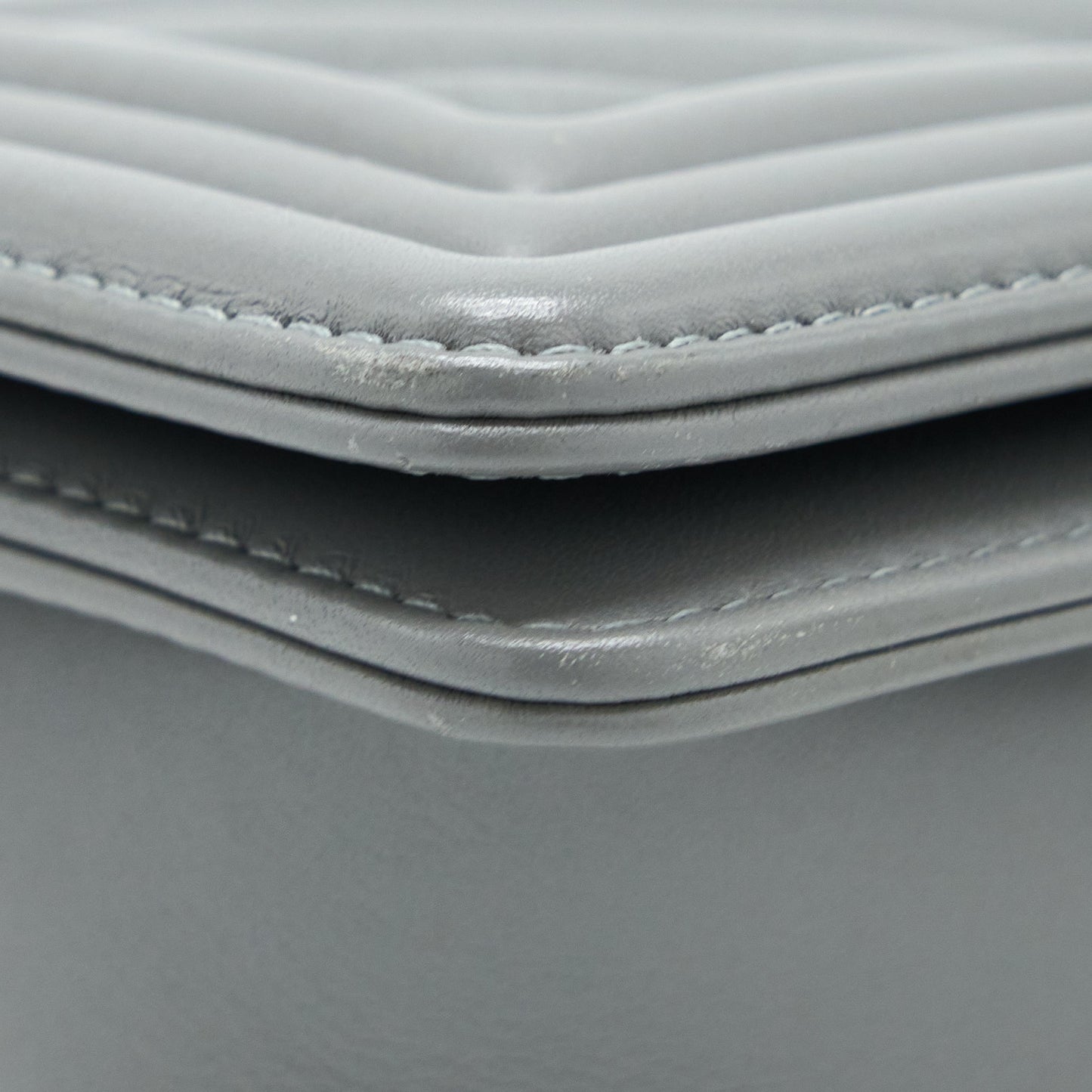 Chanel Small Boy Bag Chevron Lambskin Grey Ruthenium Hardware