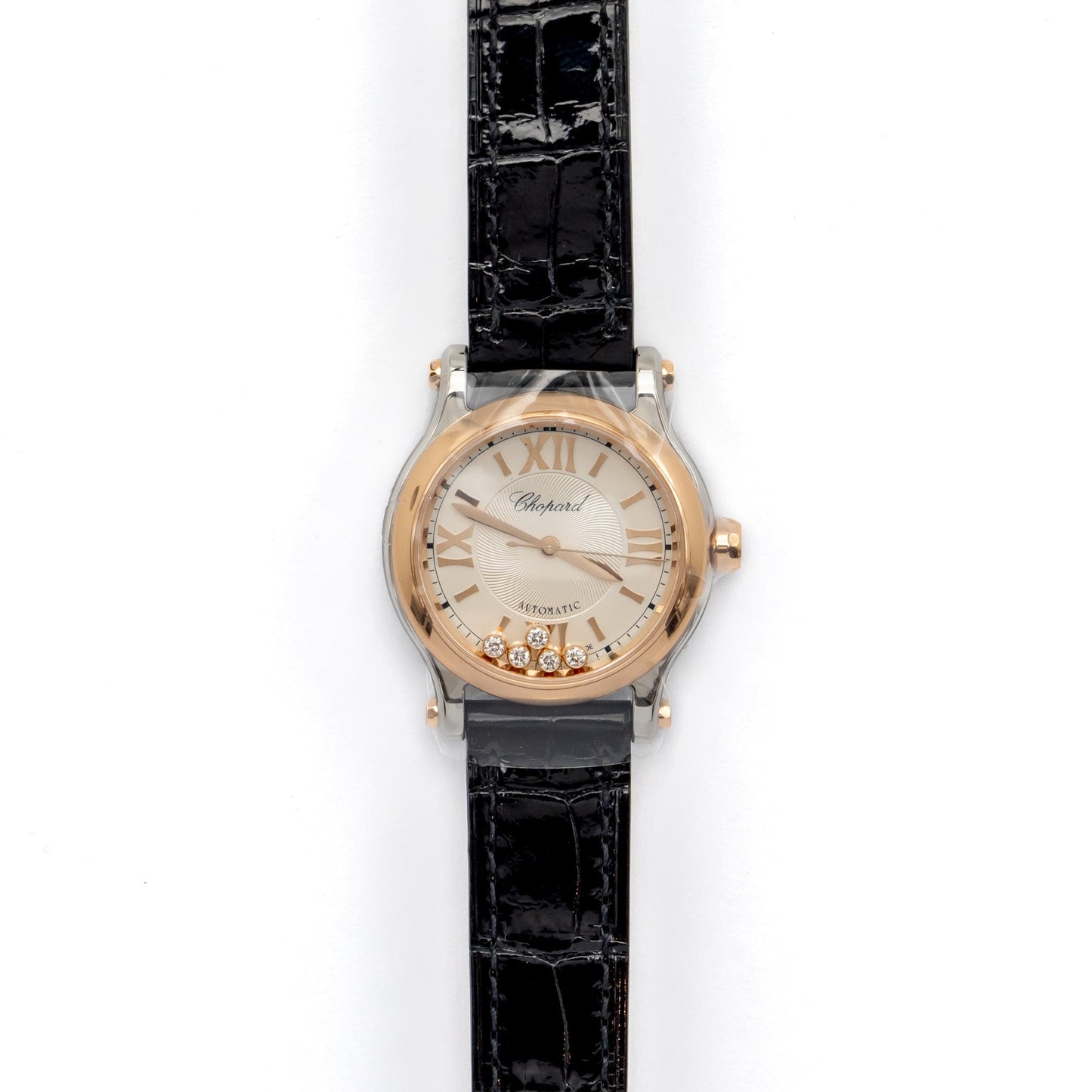 Chopard Happy Sport 30mm automatic rose gold/ steel with diamonds model : 278573-6013