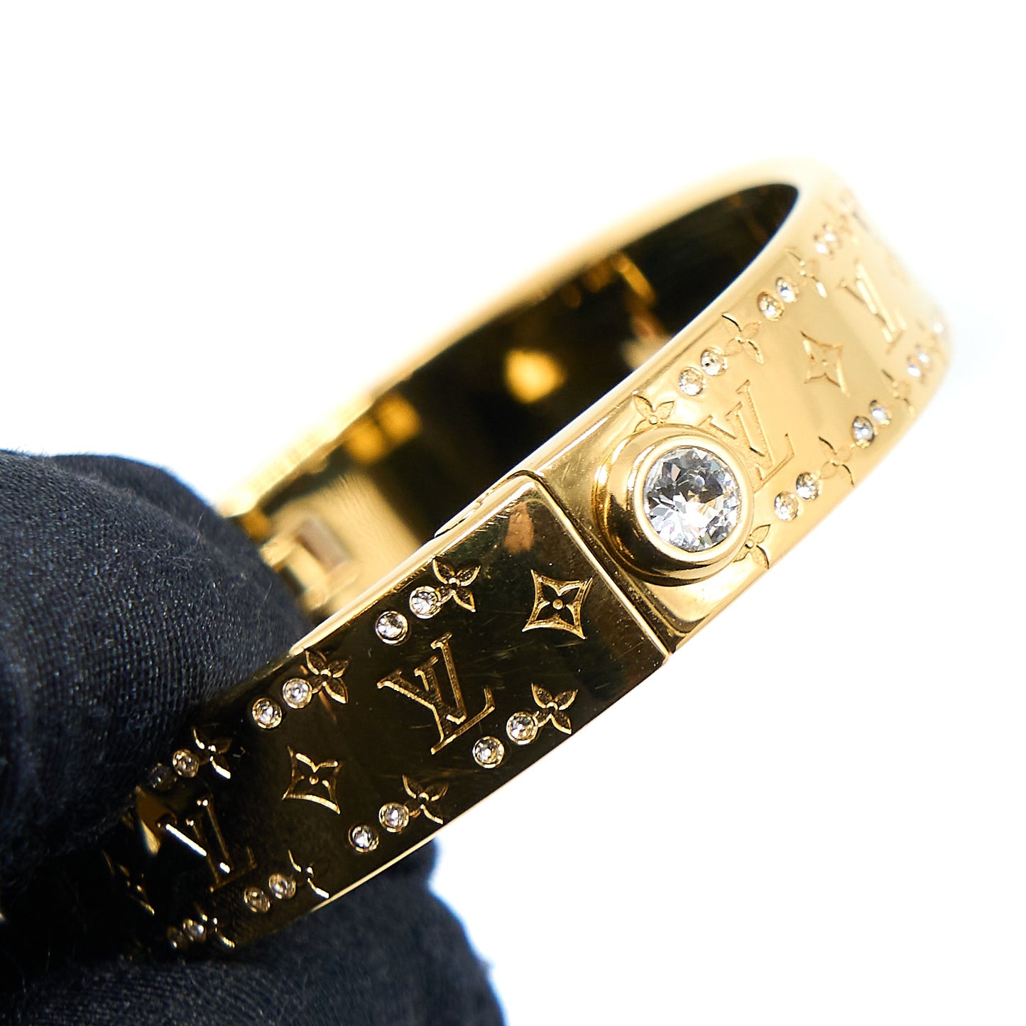 Louis Vuitton Size S Nanogram Strass Bracelet Crystal Gold Tone