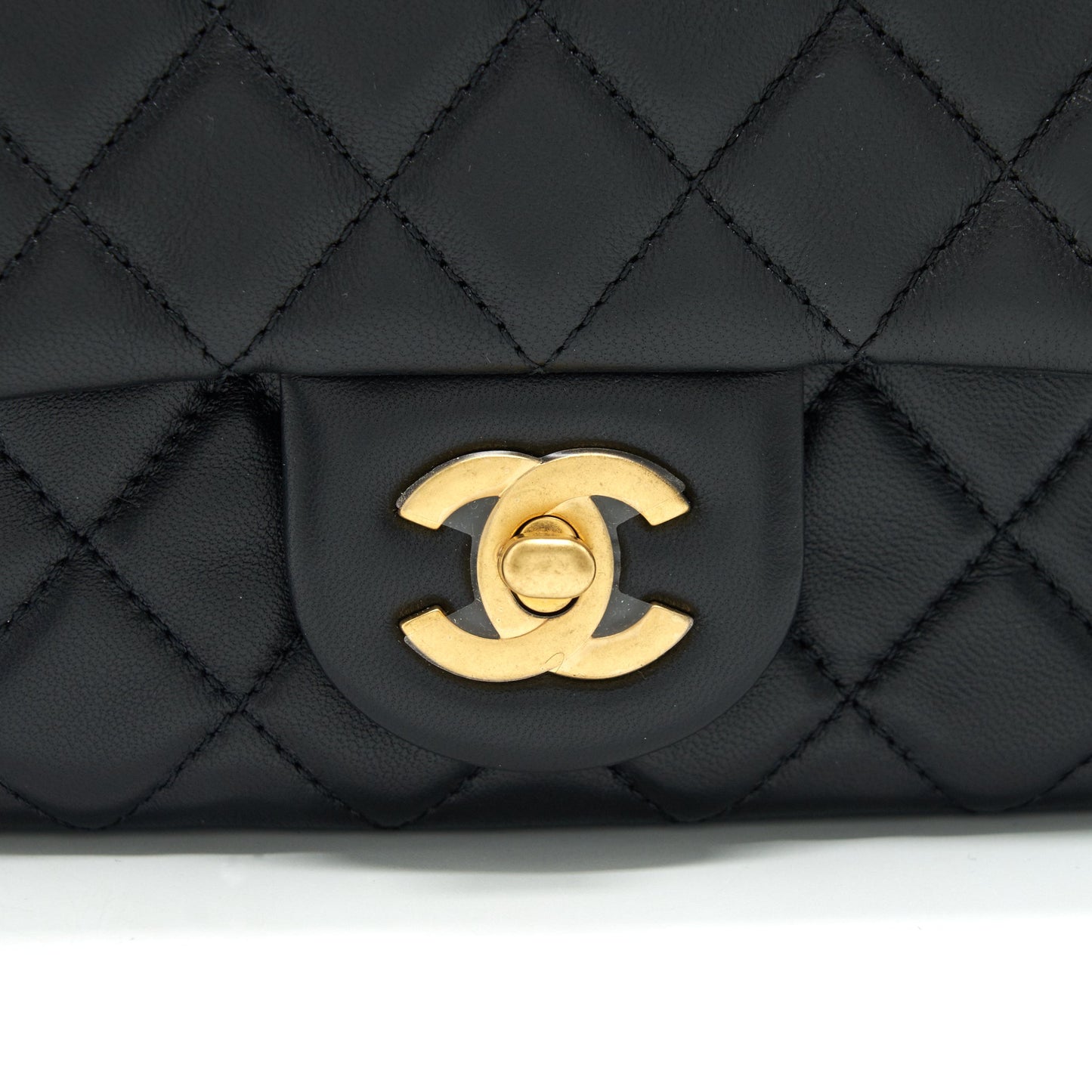 Chanel Pearl Crush Mini Square Flap Bag Lambskin Black GHW