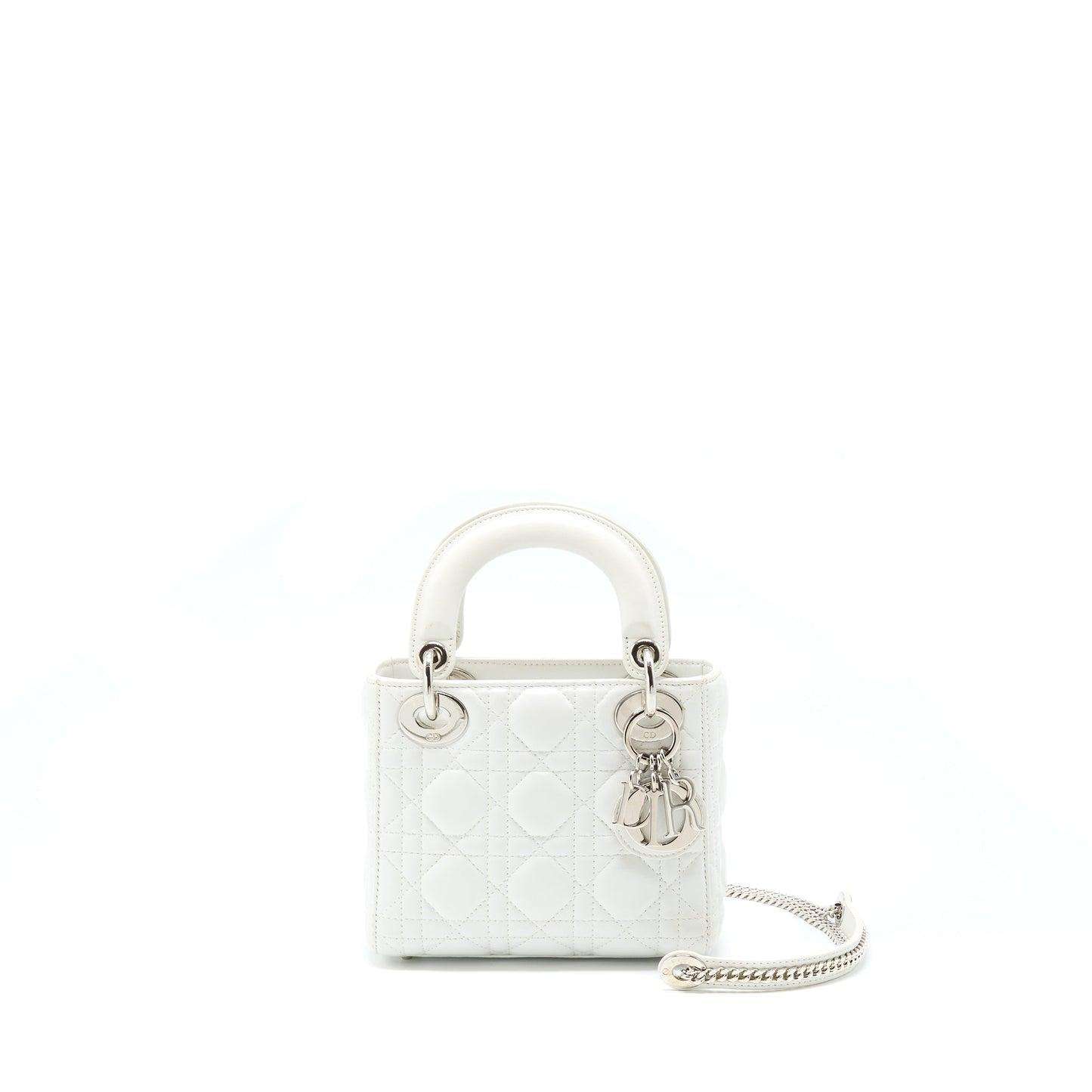 Luxury Dior Mini Lady Luxury Dior Lambskin White SHW