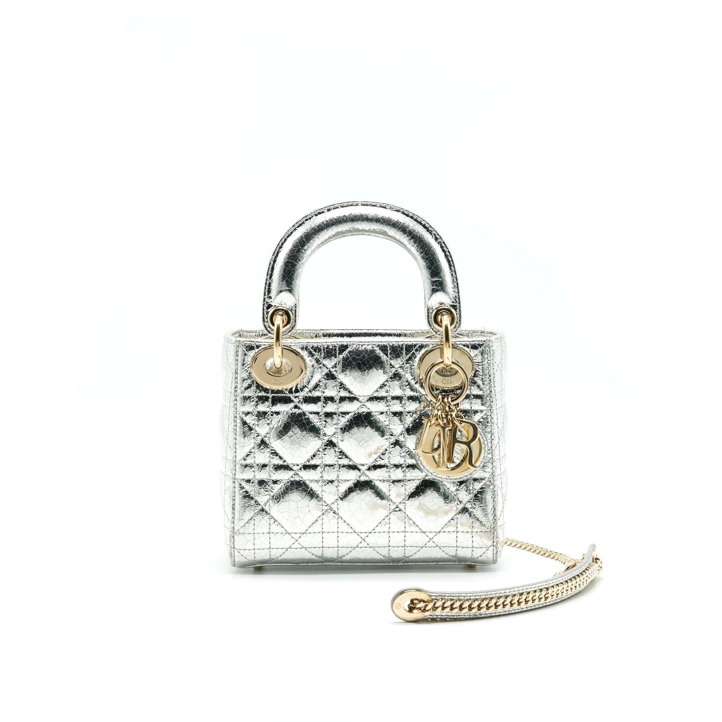 CHRISTIAN Luxury Dior MINI LADY Luxury Dior METALLIC SILVER
