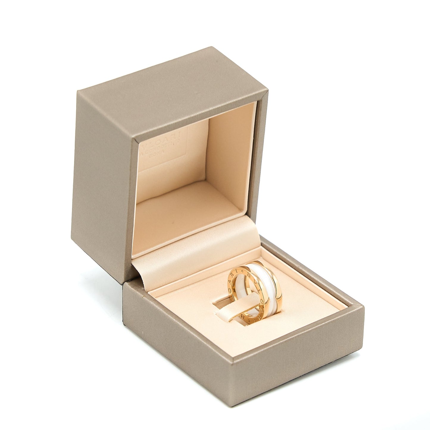 Bvlgari Size 51 B.zero Ring Two Band Ceramic Rose Gold