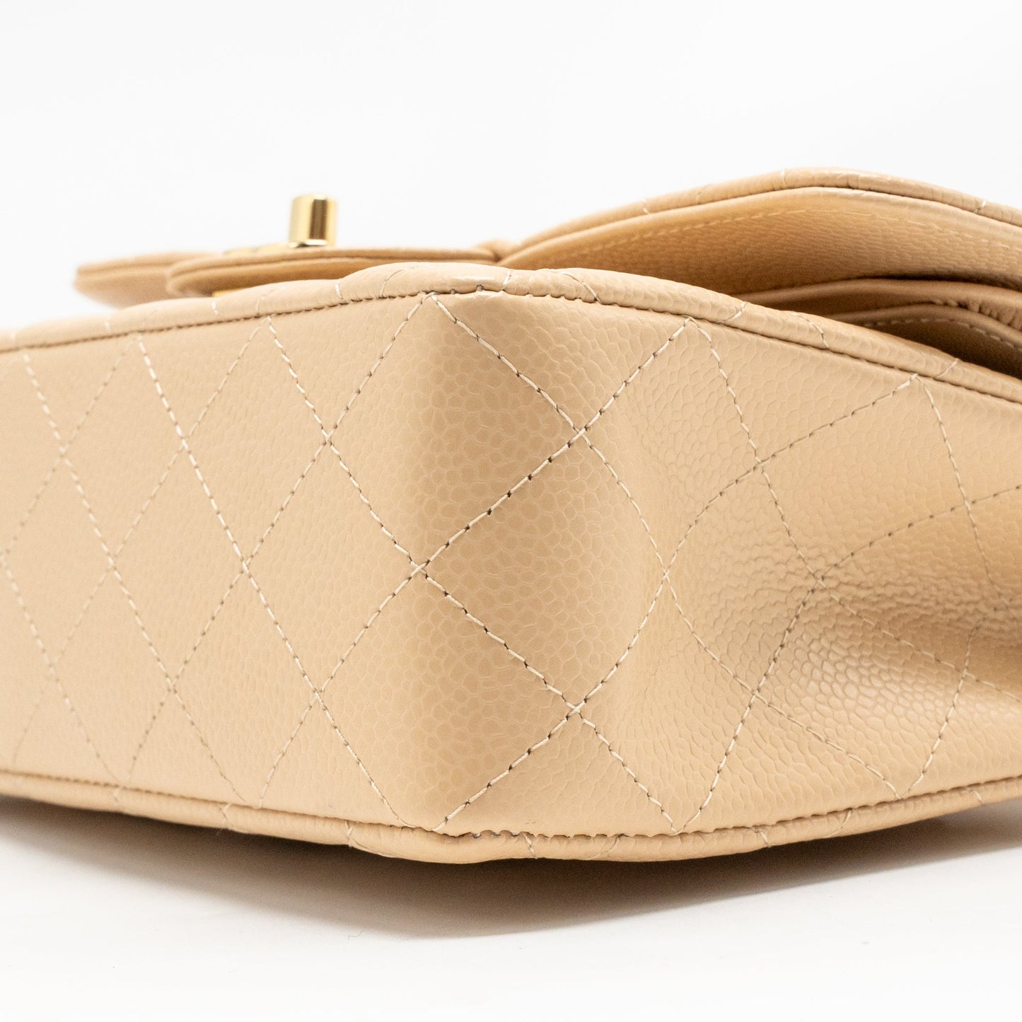 Chanel small classic double flap bag caviar beige GHW