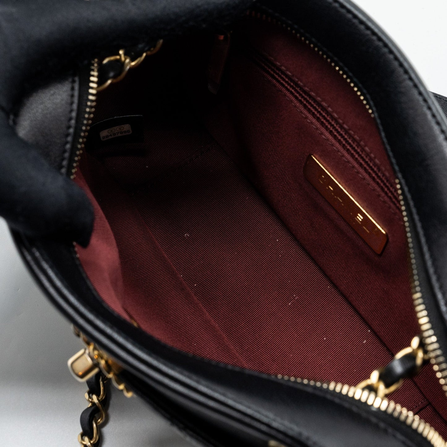 Chanel CC chain logo camera bag lambskin black GHW