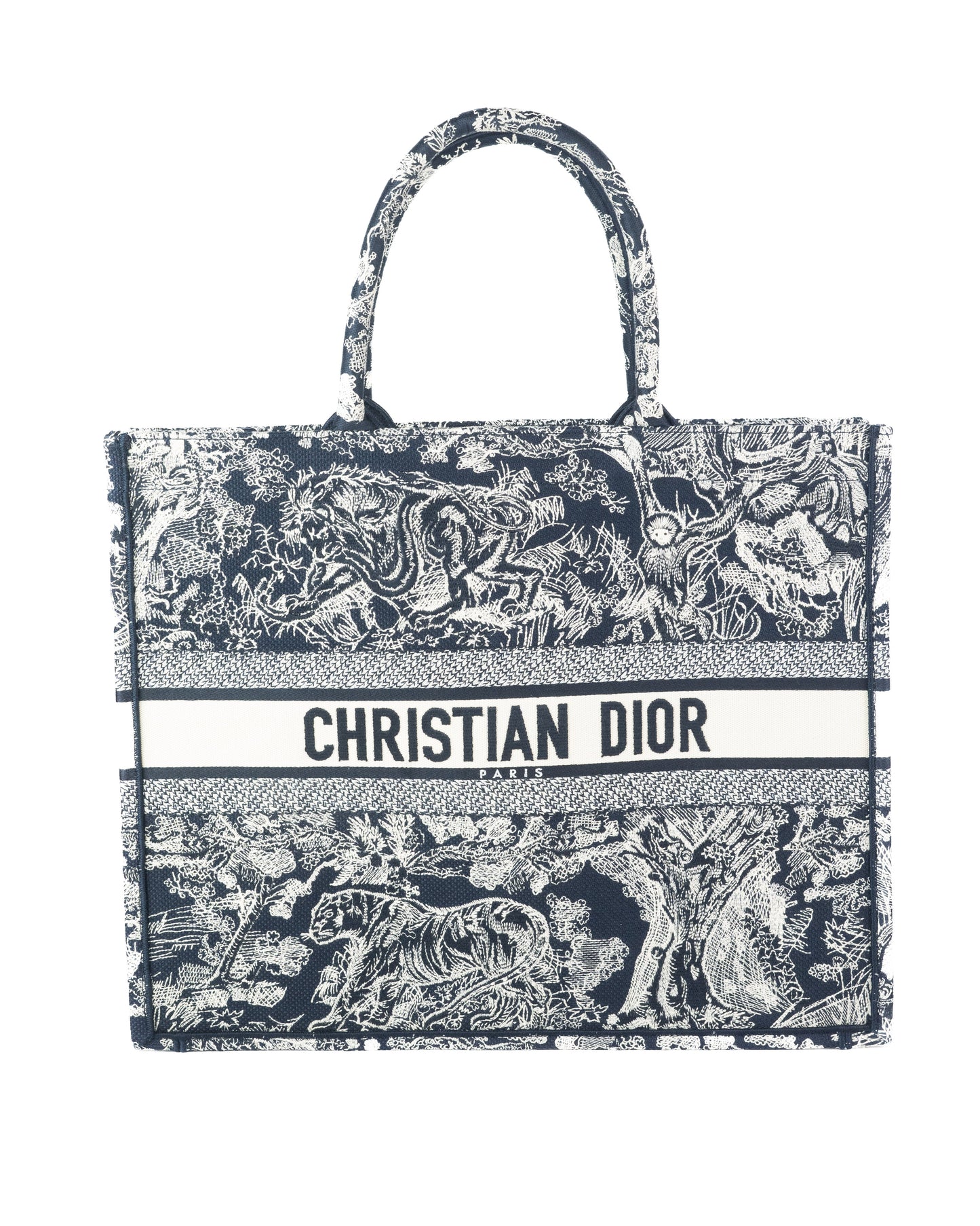 Dior Book Tote in Blue Toile De Jouy Reverse Embroidery