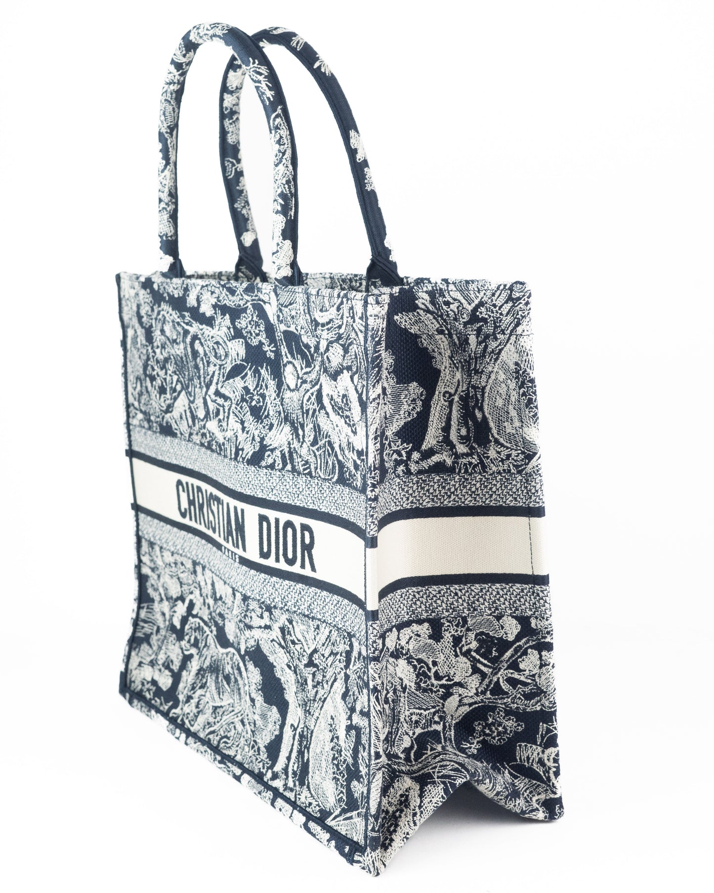 Dior Book Tote in Blue Toile De Jouy Reverse Embroidery