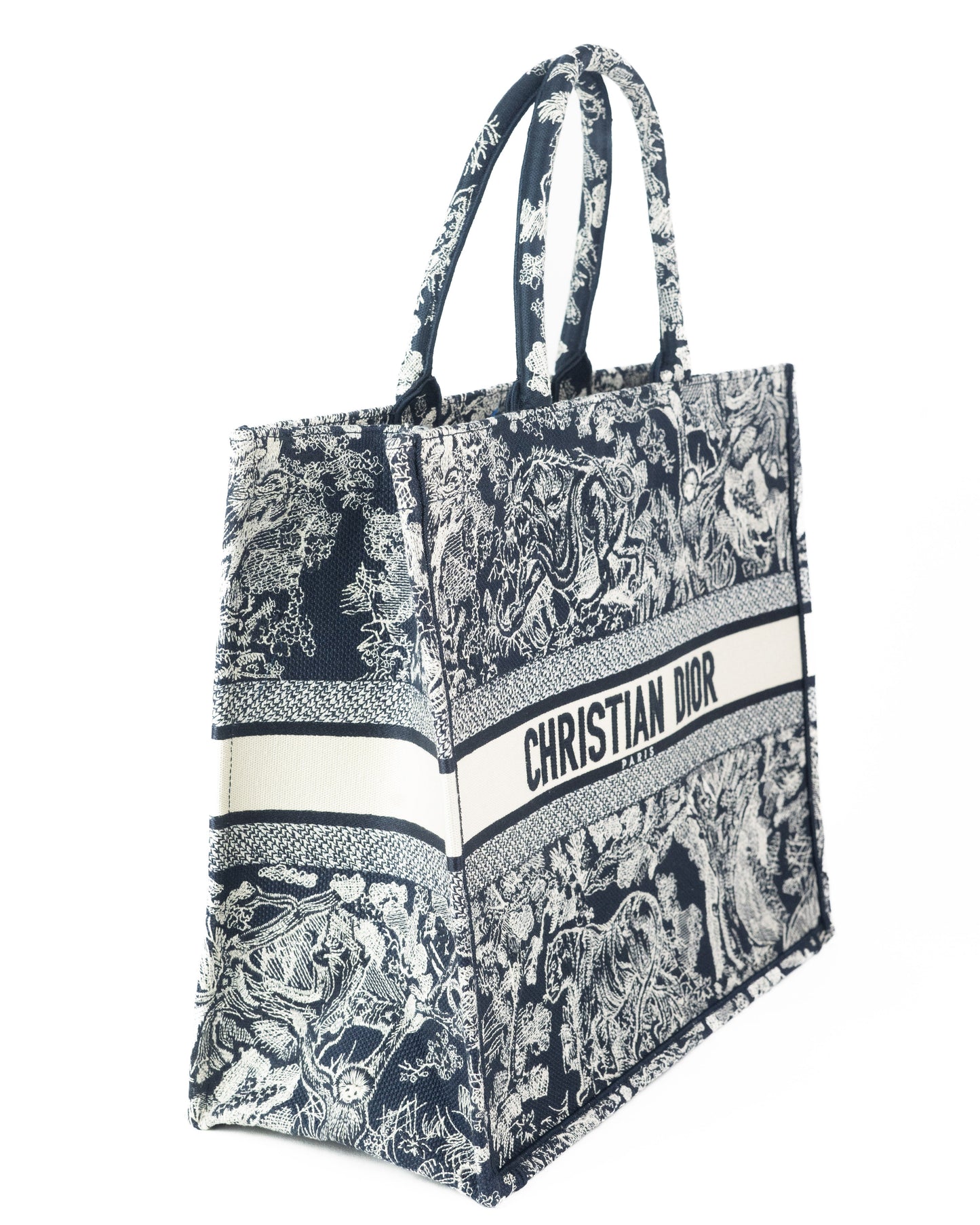 Dior Book Tote in Blue Toile De Jouy Reverse Embroidery