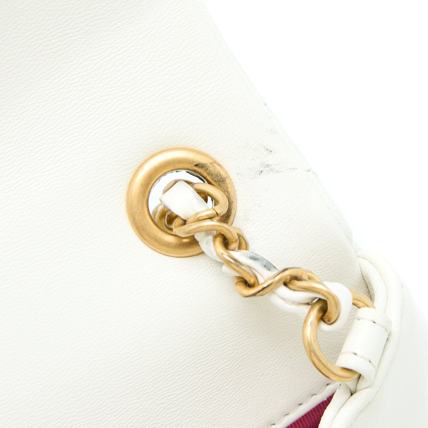 Chanel Circular Handle Quilted Flap Bag Lambskin White Brushed GHW