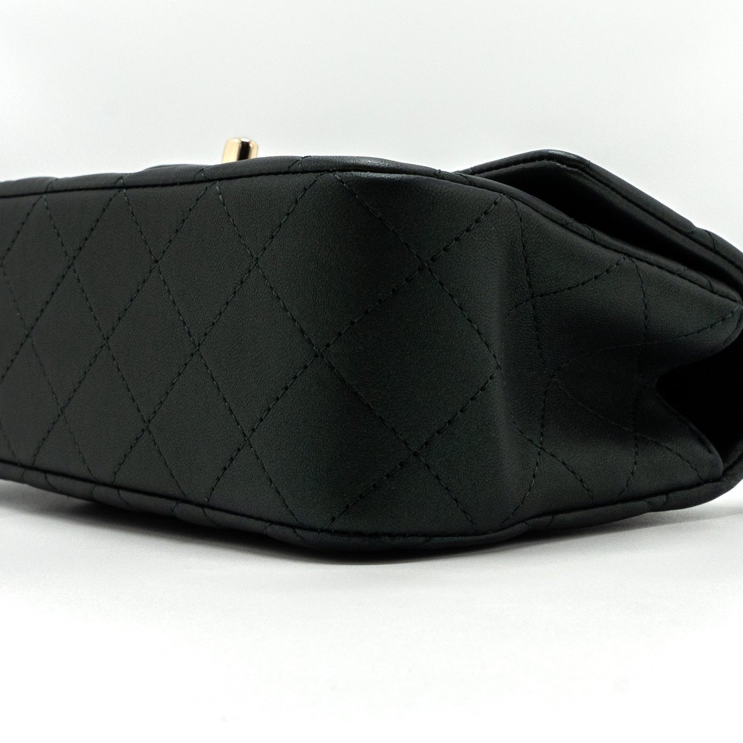 Chanel Top Handle Mini Rectangular Flap Bag Lambskin Dark Green LGHW (microchip)