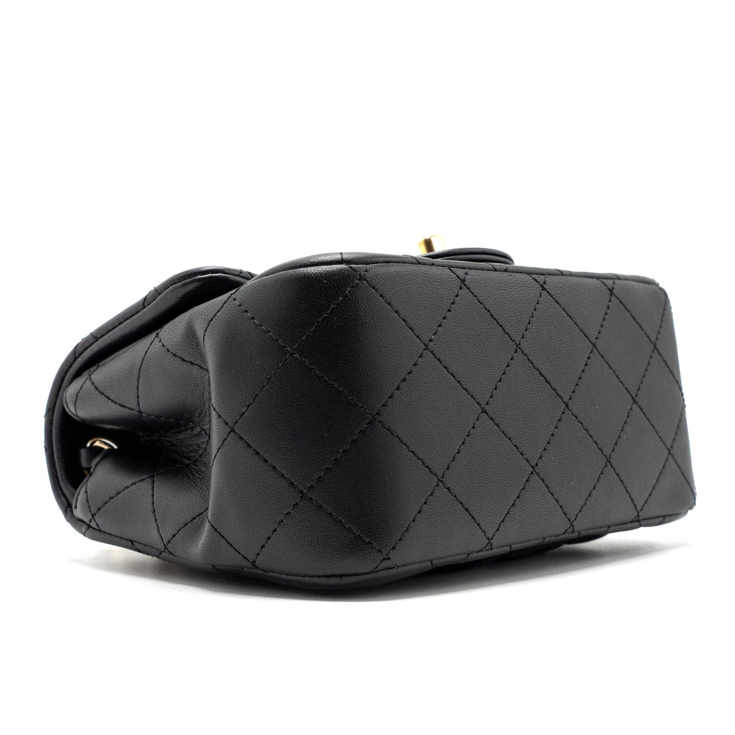 chanel mini square flap bag lambskin black GHW