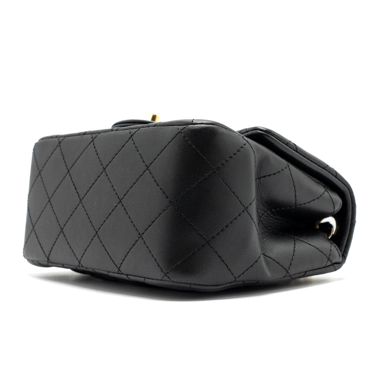 chanel mini square flap bag lambskin black GHW