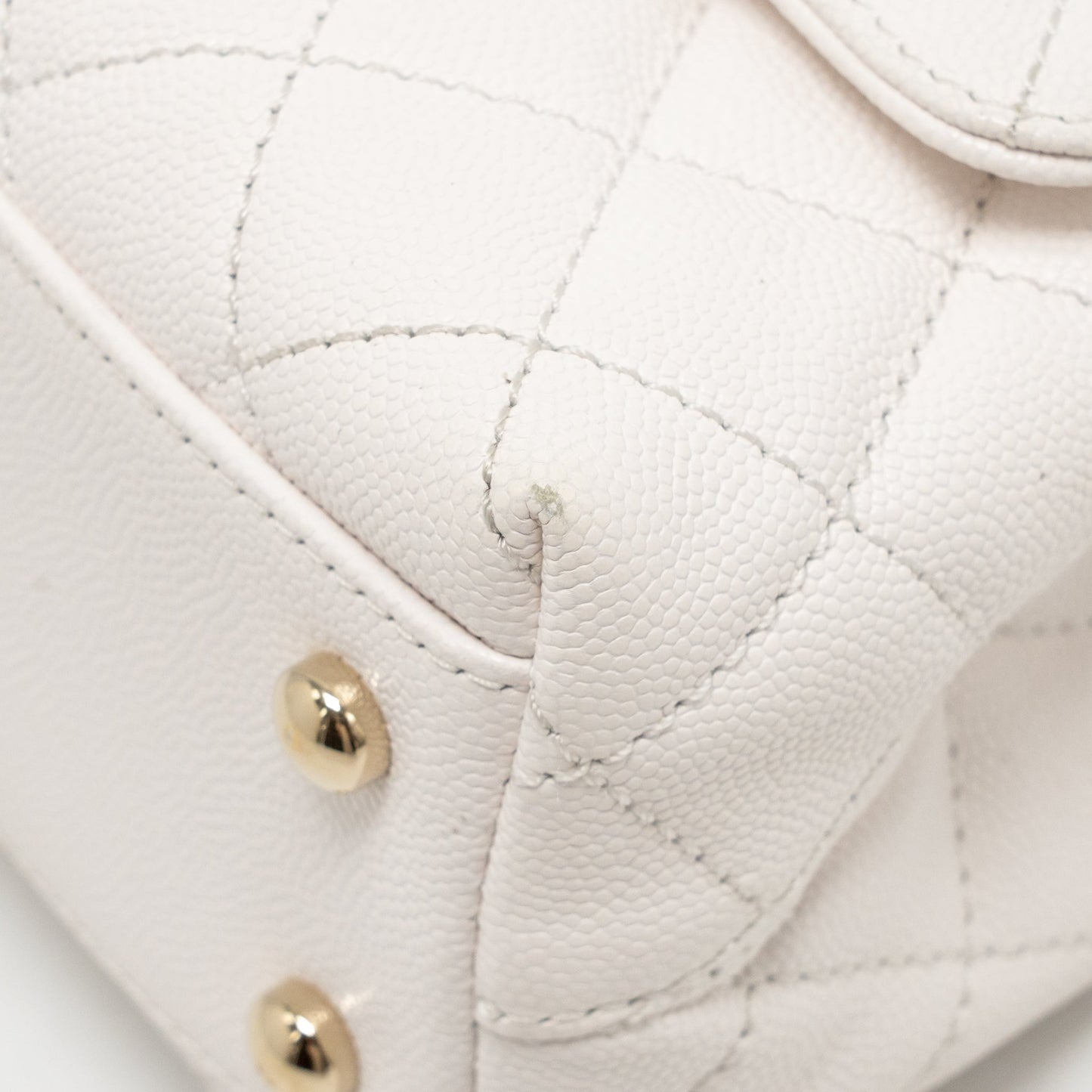 Chanel Small Coco Handle Caviar White LGHW (Microchip)