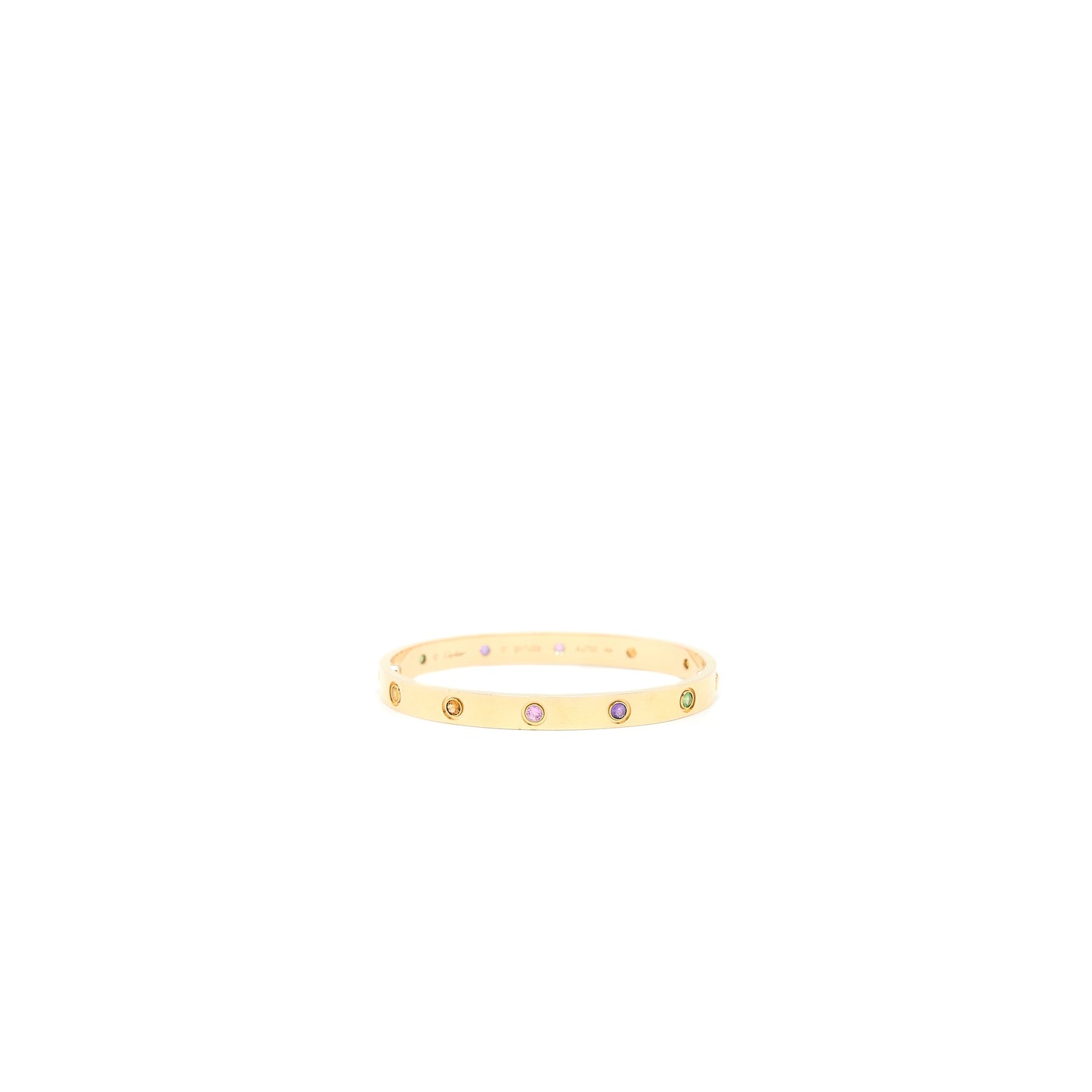 Cartier Size 17 Love Bracelet Multi Gem Rainbow Rose Gold