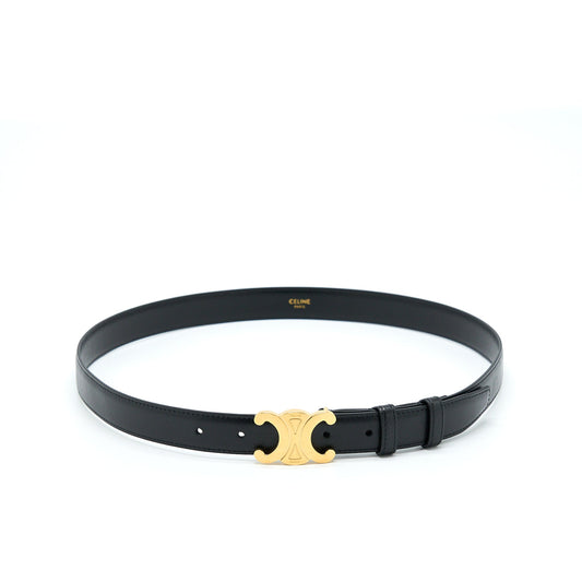 Celine Size 85 Triomphe Belt Smooth Calfskin Black GHW