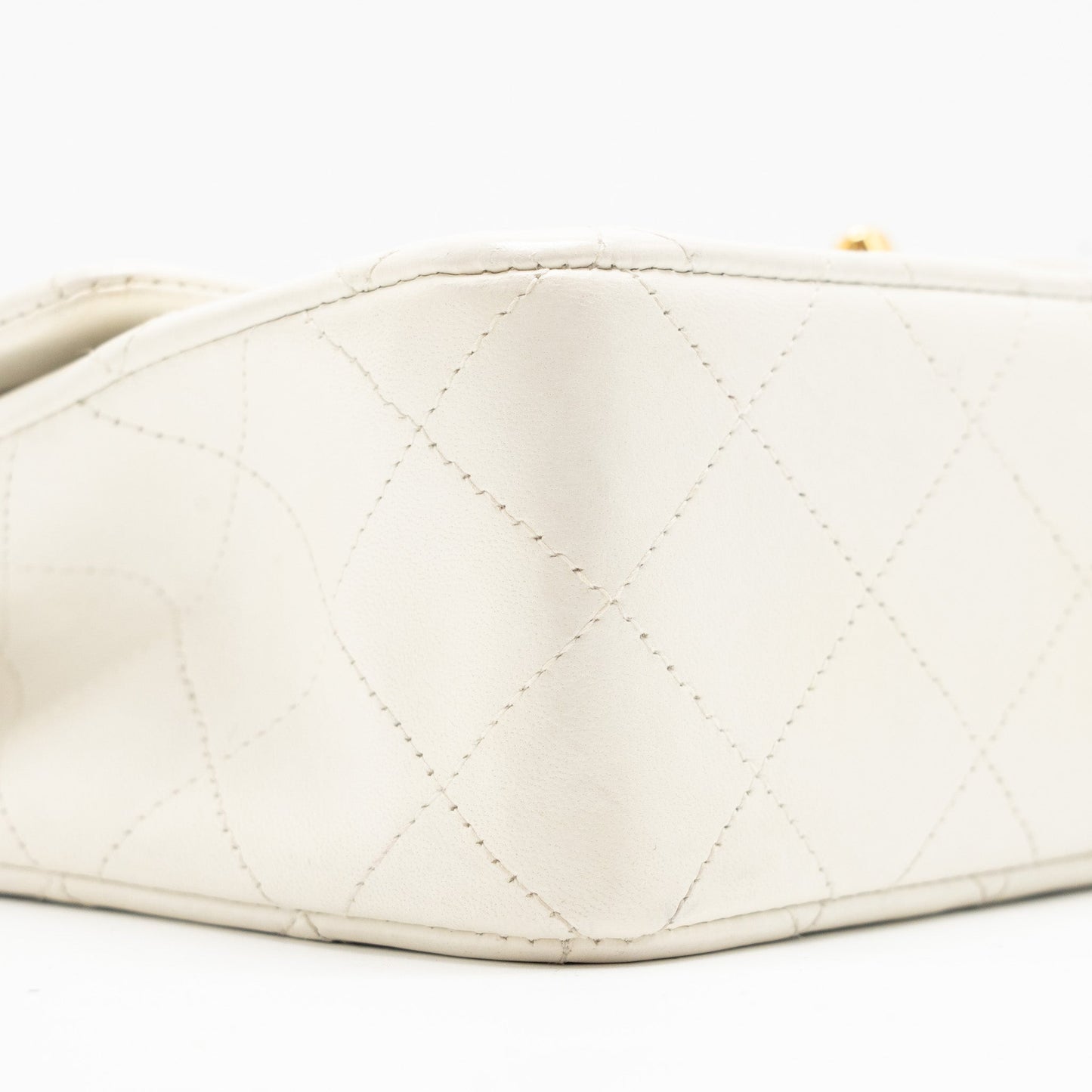 Chanel Vintage Small Classic Double Flap Bag Lambskin White GHW