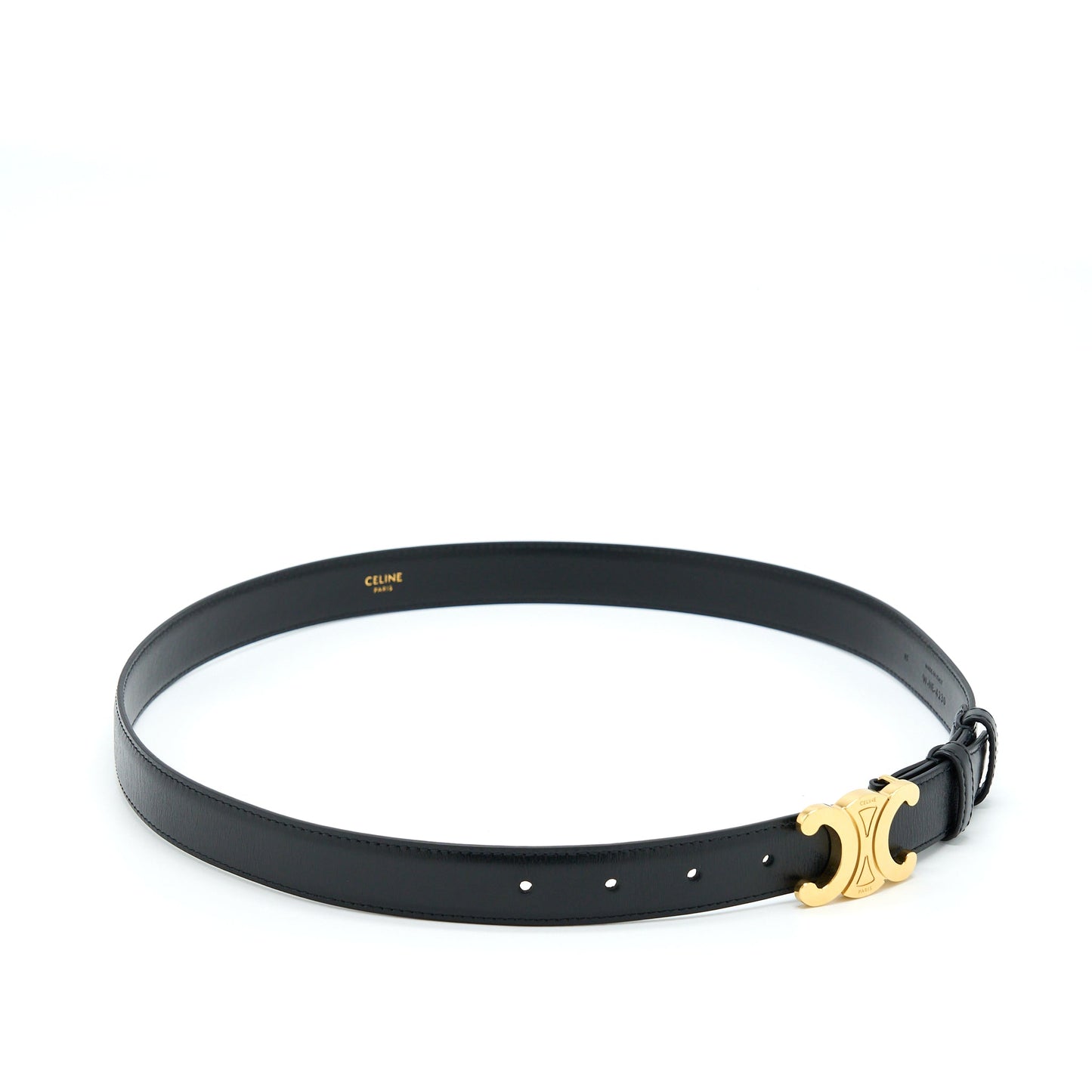 Celine Size 85 Triomphe Belt Smooth Calfskin Black GHW