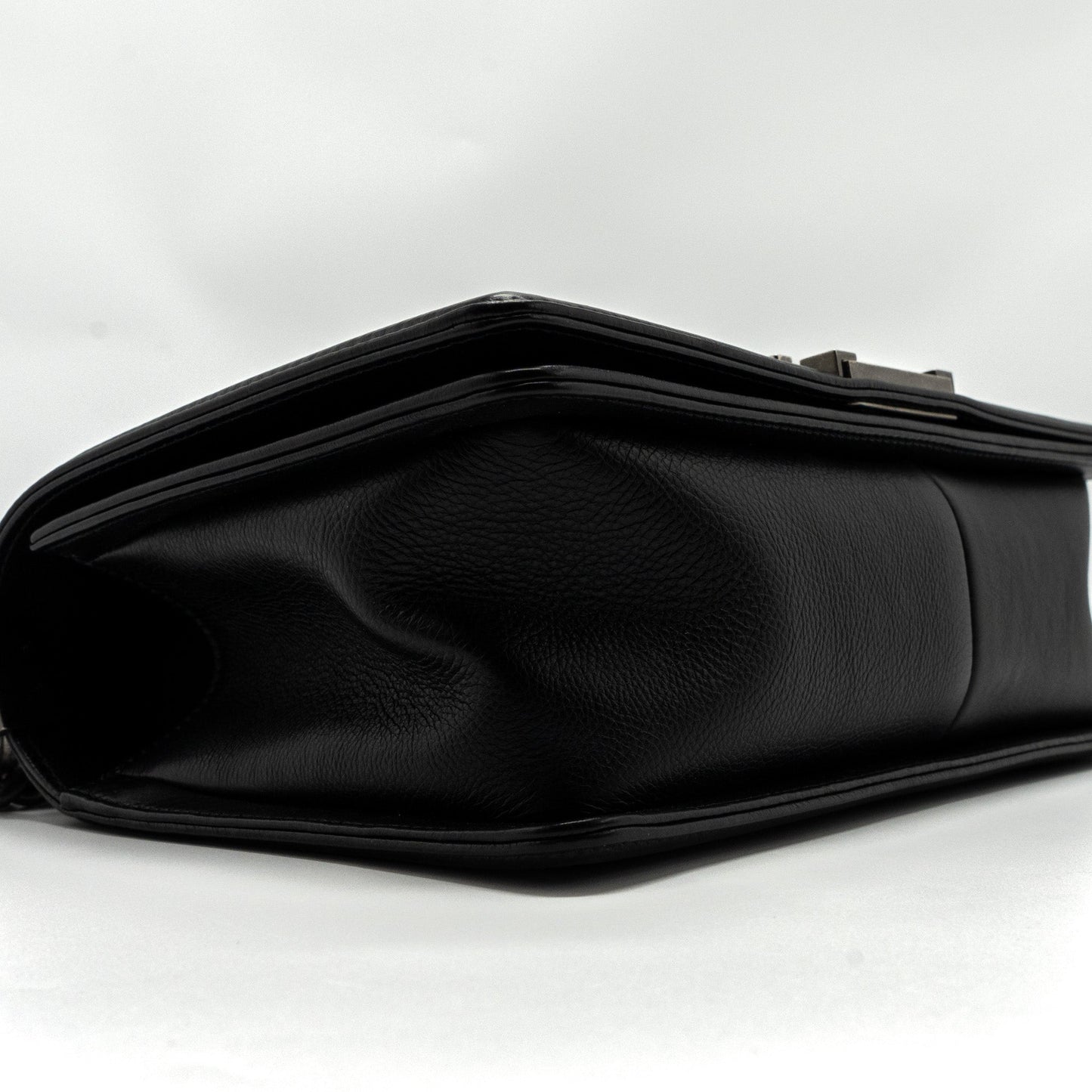 Chanel medium boy bag calfskin black ruthenium hardware