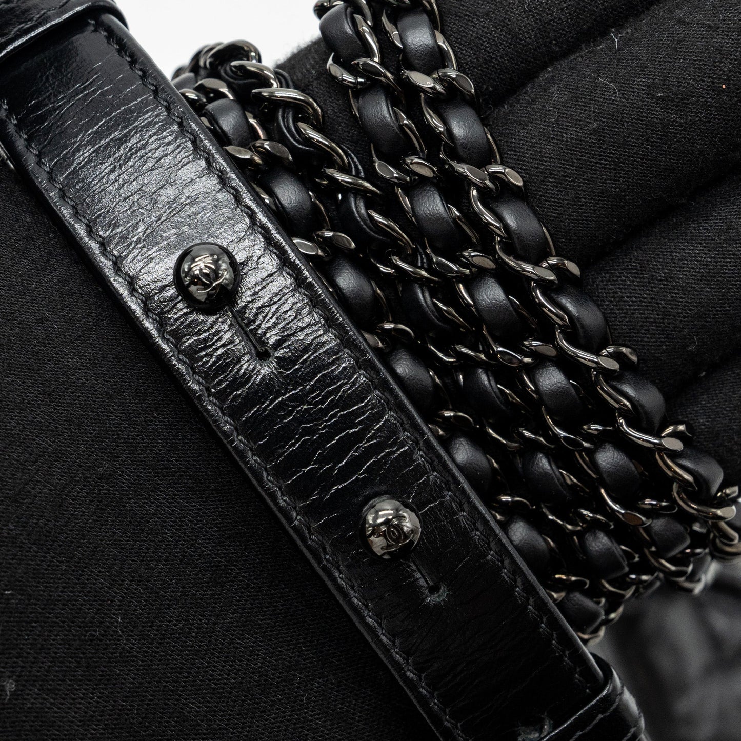 Chanel Small Gabrielle Hobo Bag Chevron Aged Calfskin So Black