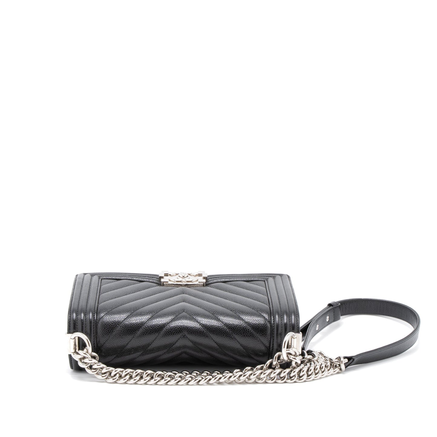 Chanel Medium Boy Bag Chevron Caviar Black SHW