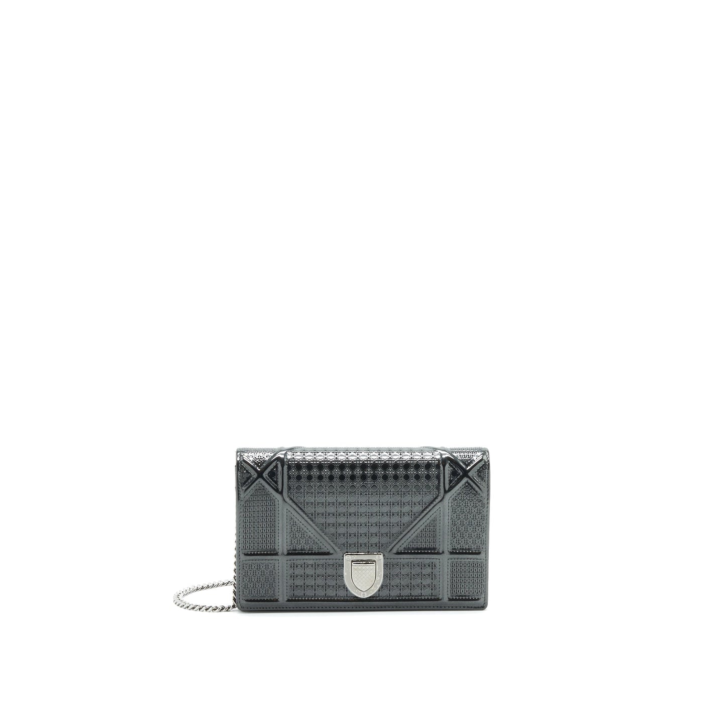 Luxury Dior Luxury Diorama Wallet on Chain Metallic Black SHW
