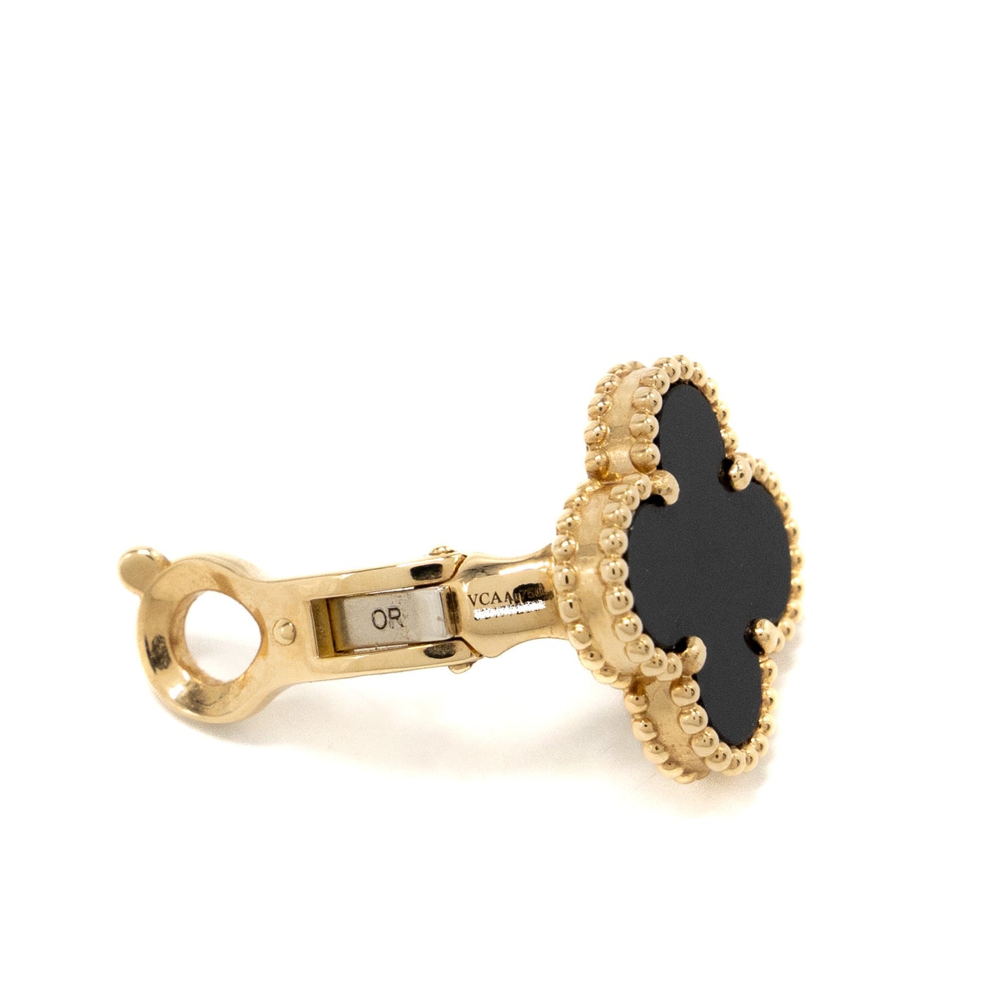 Van Cleef & Arpels Vintage Alhambra Earrings Onyx Yellow Gold