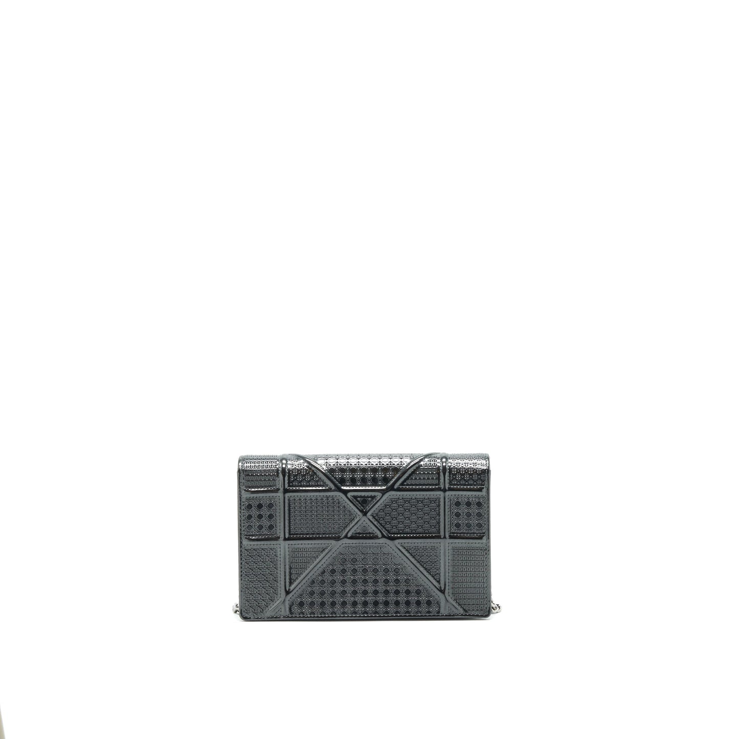 Luxury Dior Luxury Diorama Wallet on Chain Metallic Black SHW