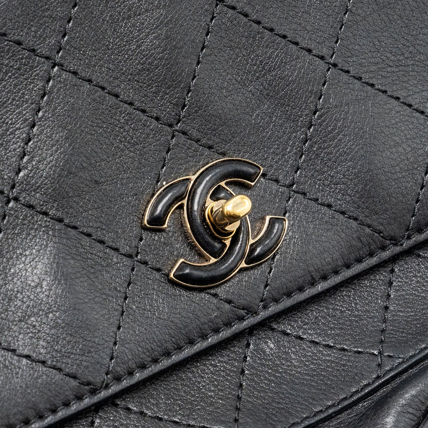 Chanel half moon quilted flap bag Grained Calfskin black GHW