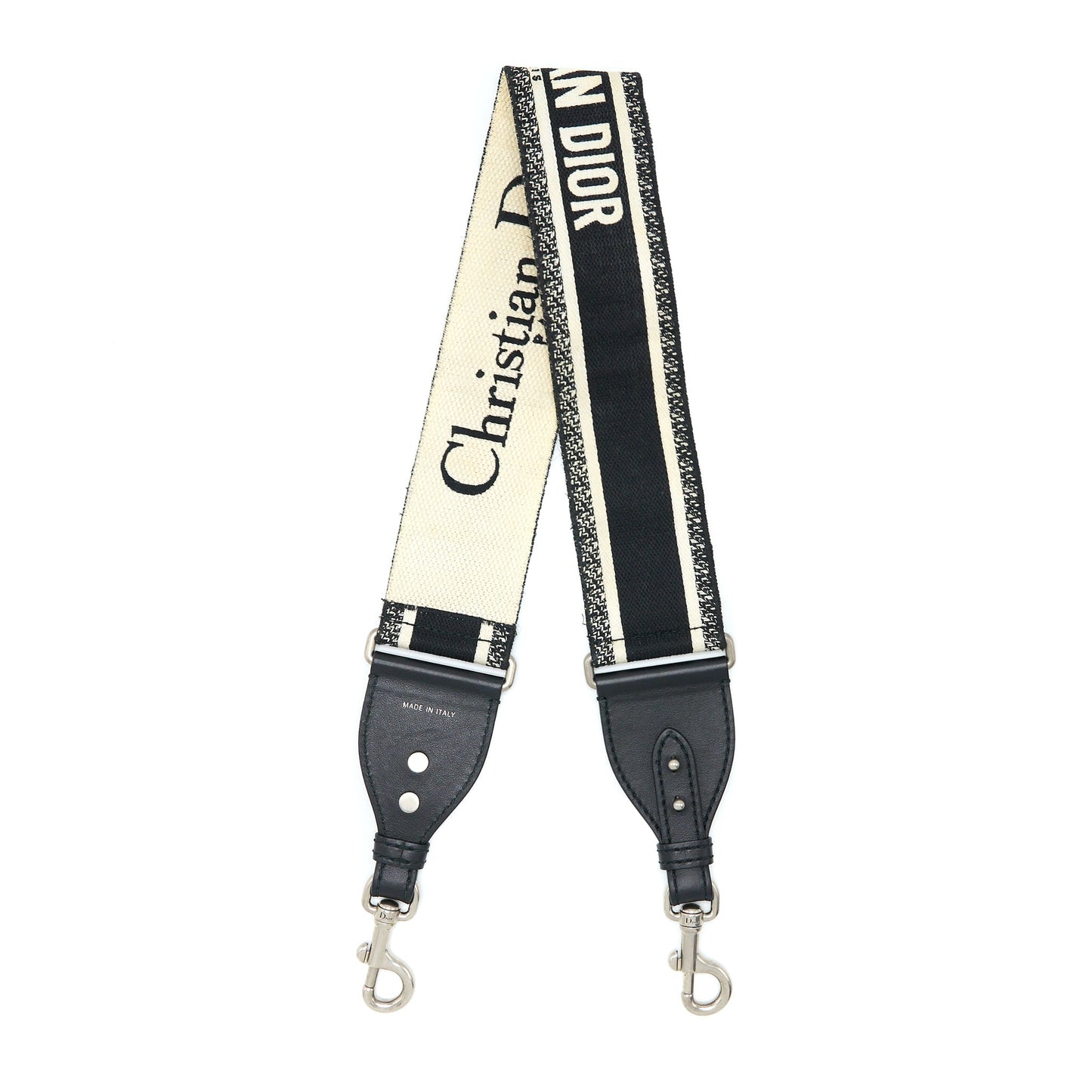 Luxury Dior Canvas Embroidered Shoulder Strap Black/White SHW