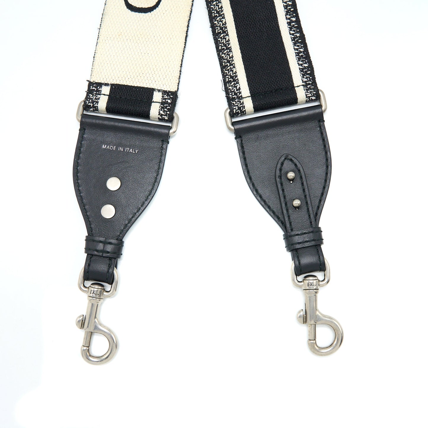 Luxury Dior Canvas Embroidered Shoulder Strap Black/White SHW