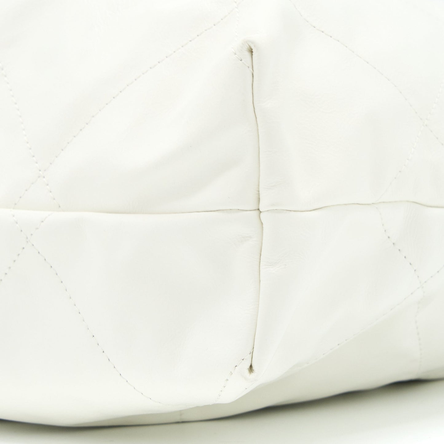 Chanel Large 22 Bag Calfskin White Brushed GHW (Microchip)