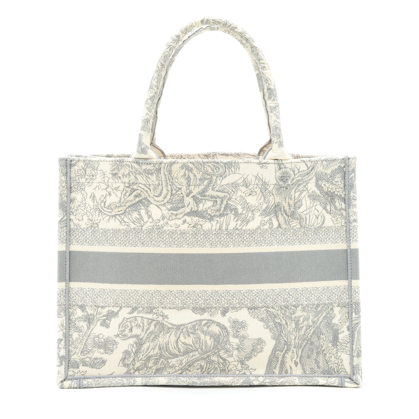 Luxury Dior Small Book Tote Toile De Jouy Embroidery Grey