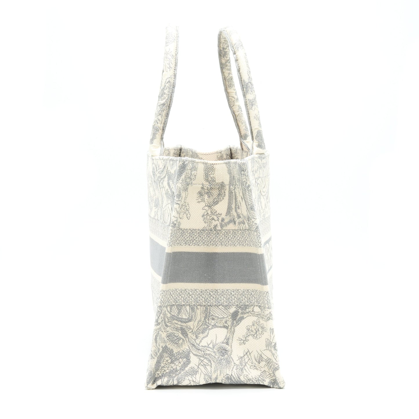 Luxury Dior Small Book Tote Toile De Jouy Embroidery Grey