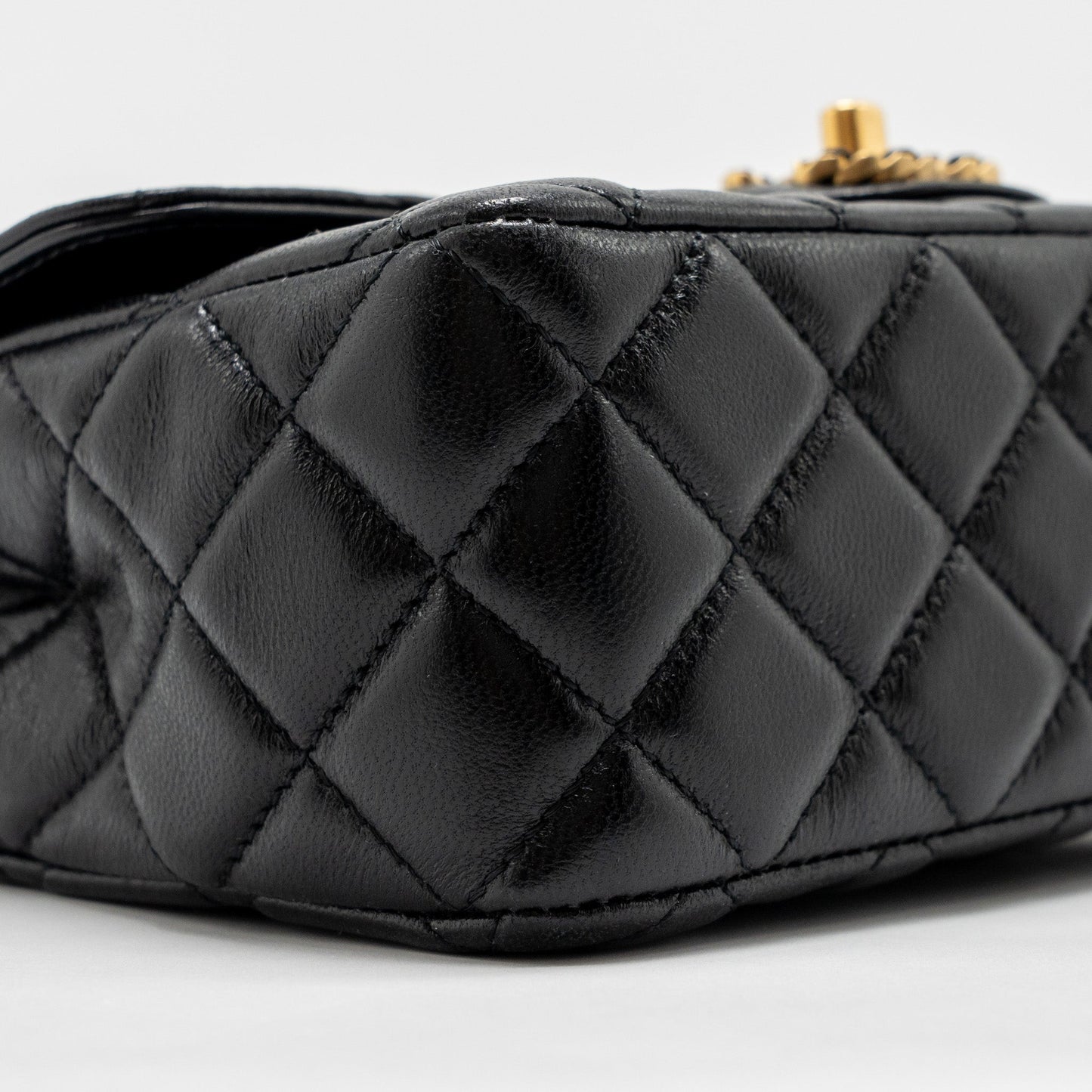 Chanel 24c Detail Top Handle Flap Bag Lambskin Black GHW (microchip)