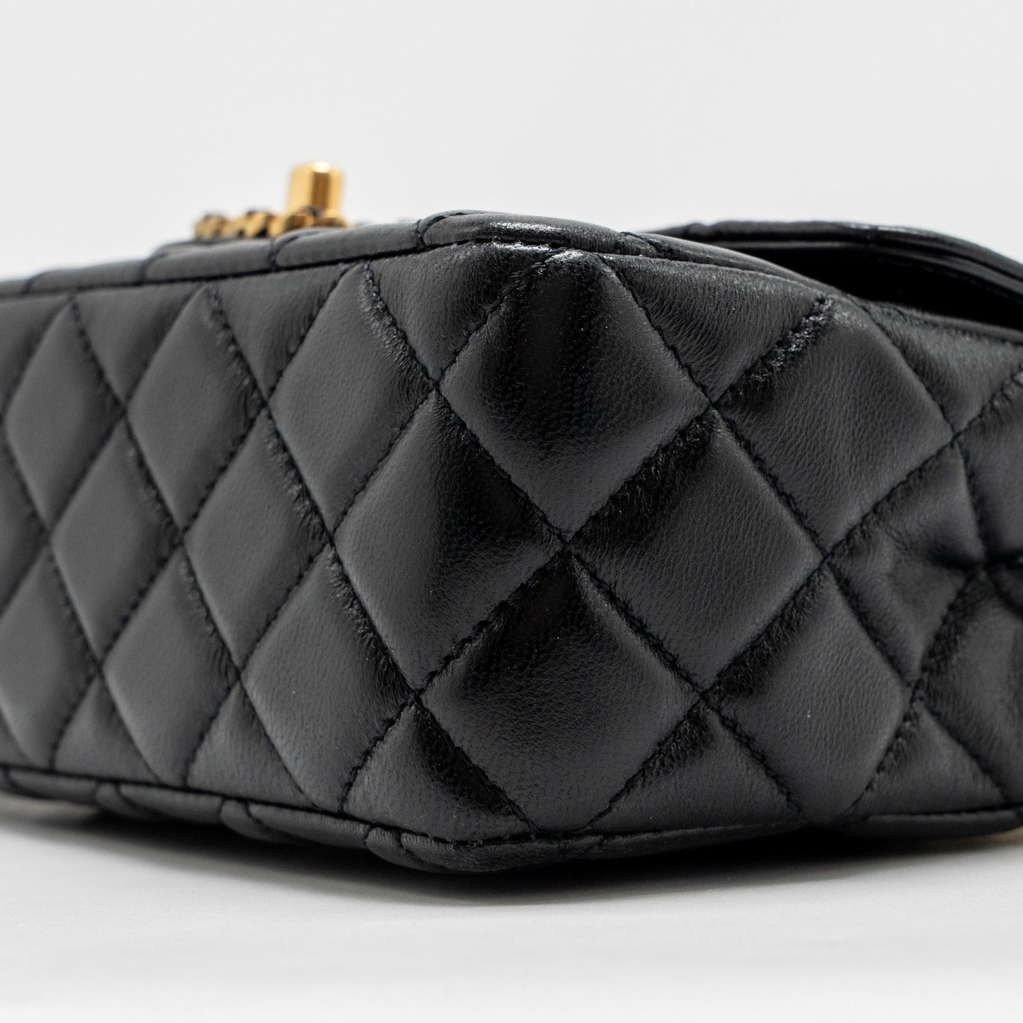 Chanel 24c Detail Top Handle Flap Bag Lambskin Black GHW (microchip)