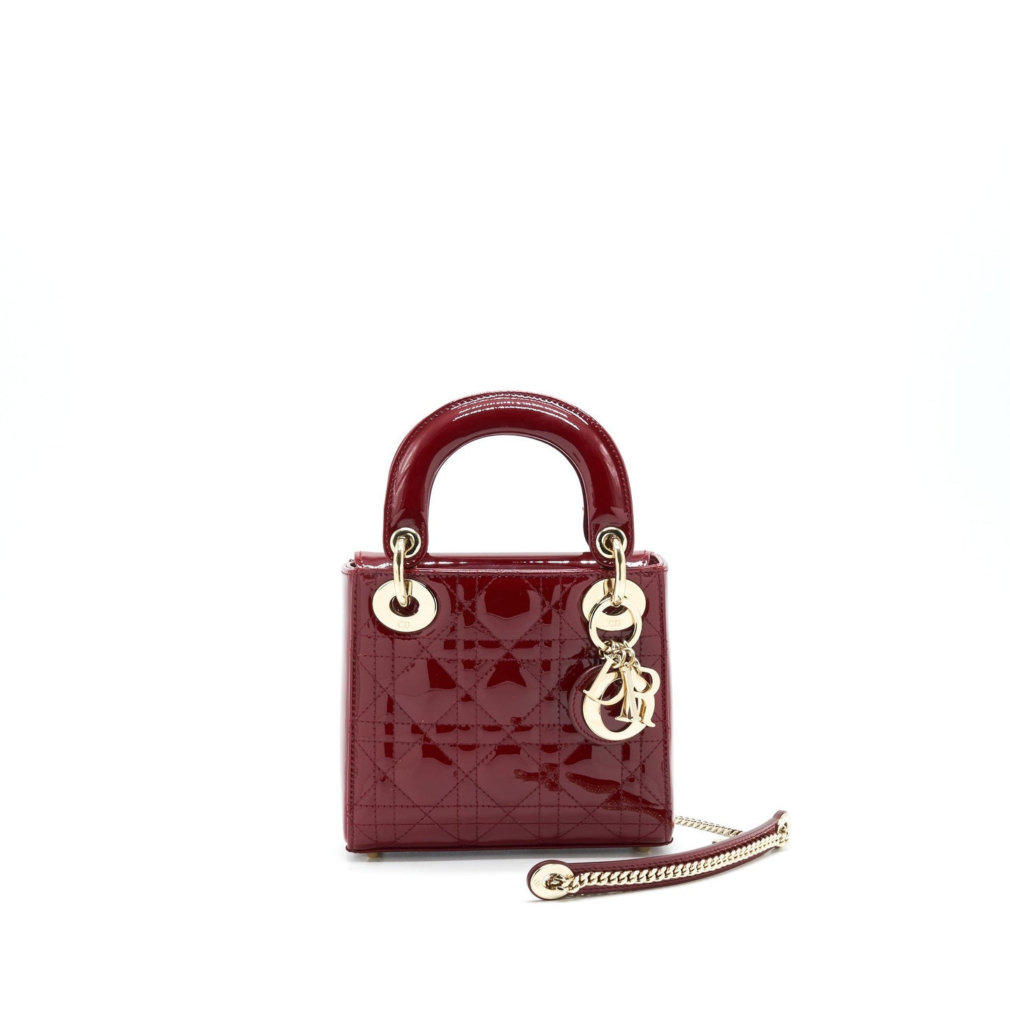 Luxury Dior Mini Lady Luxury Dior Patent leather Red with LGHW