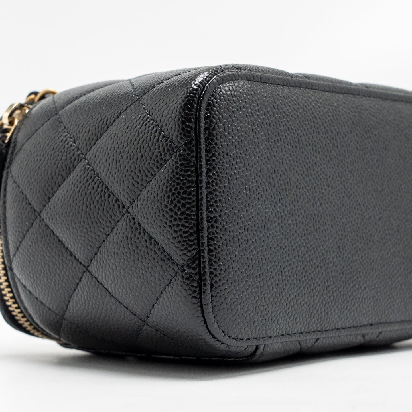 Chanel letter top handle long vanity with chain caviar black GHW