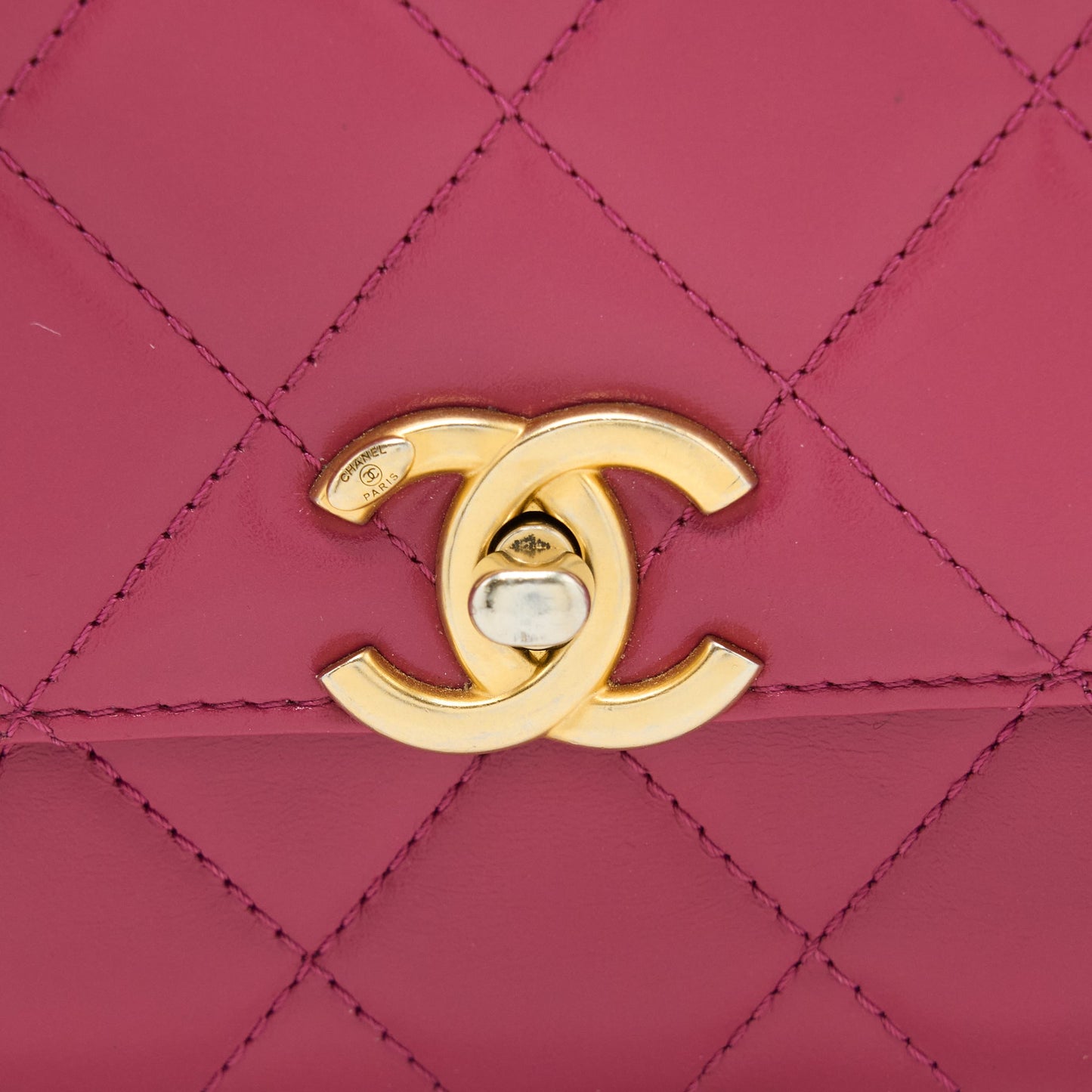 Chanel 21A Small Gold Crush Flap Bag Calfskin Raspberry Pink Brushed GHW (Microchip)