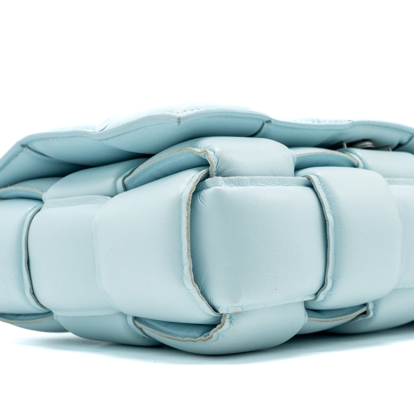 Bottega Veneta padded cassette soft lambskin light blue SHW