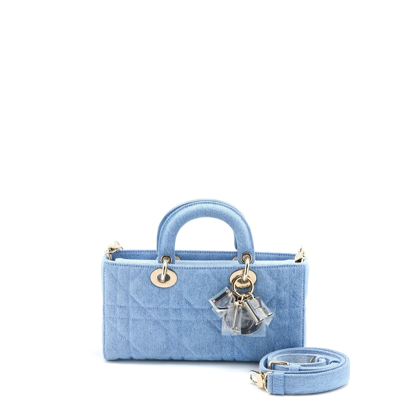 Luxury Dior Small Lady D-Joy Bag Macrocannage Denim Blue LGHW