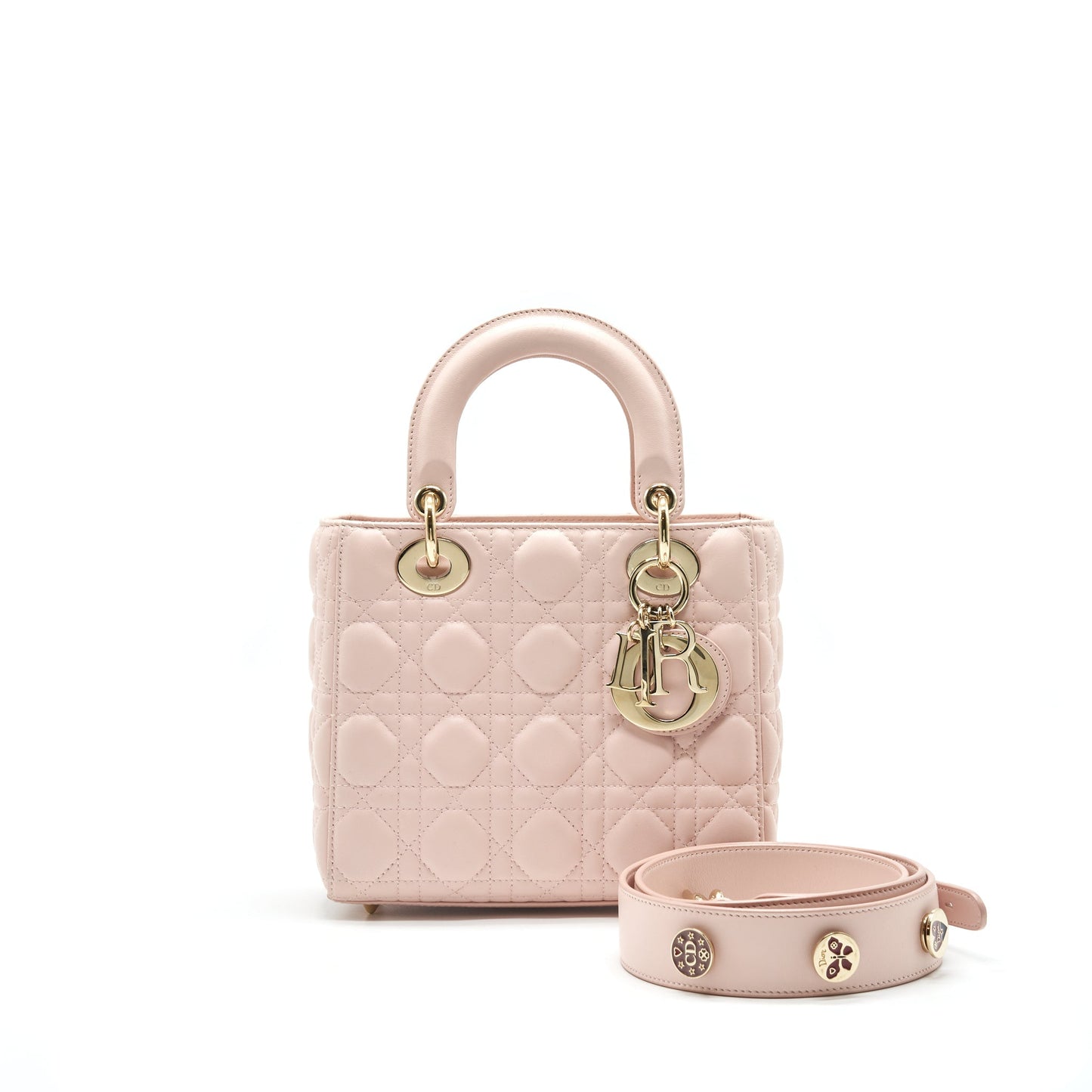 CHRISTIAN Luxury Dior SMALL LADY Luxury Dior LIGHT PINK LAMBSKIN GHW