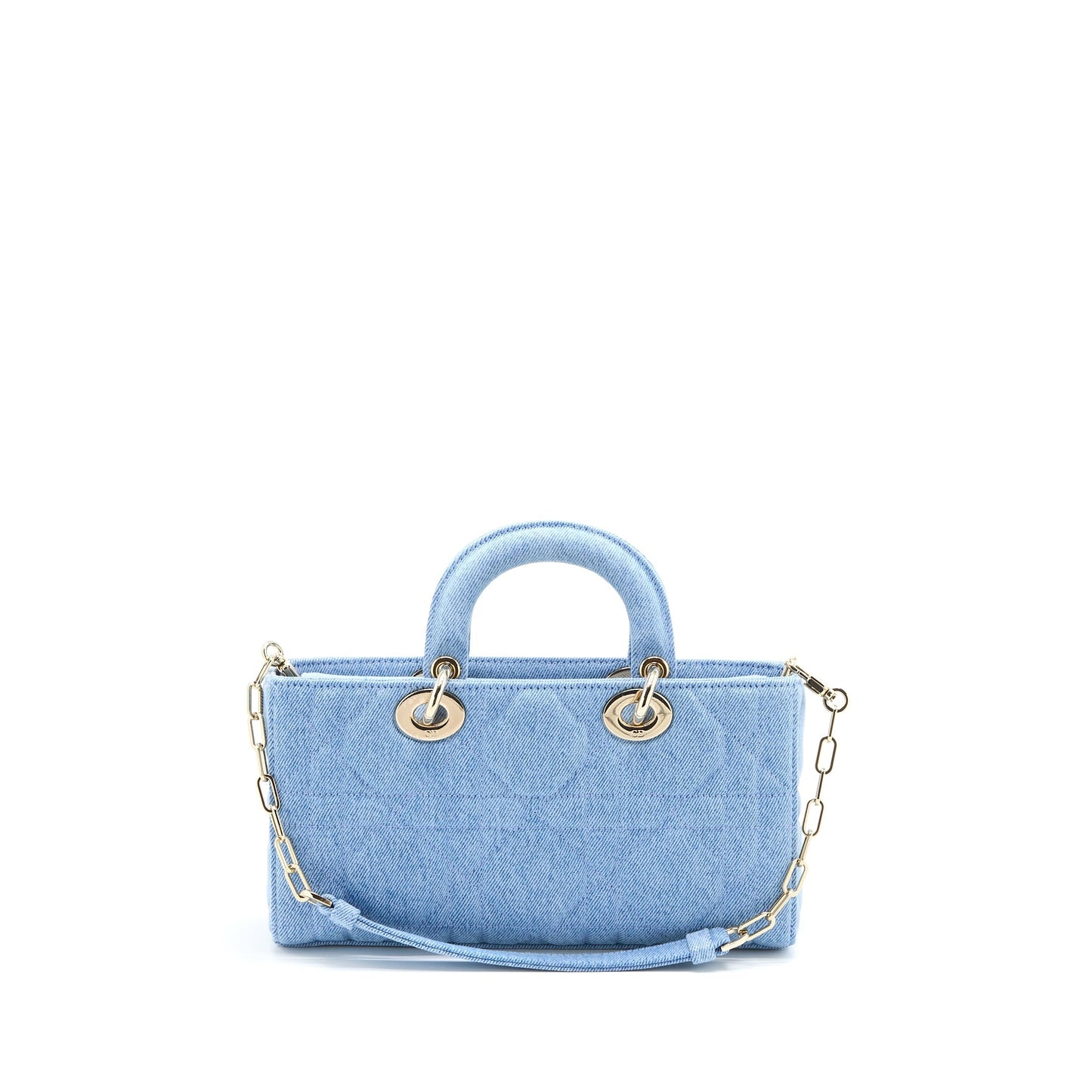 Luxury Dior Small Lady D-Joy Bag Macrocannage Denim Blue LGHW