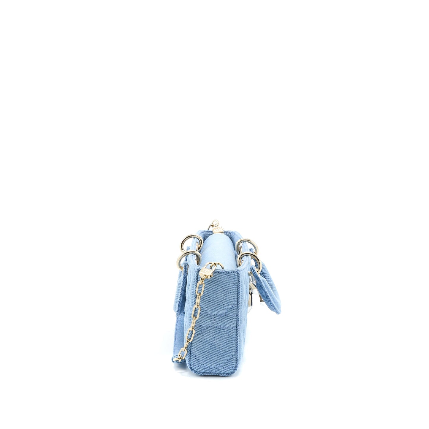 Luxury Dior Small Lady D-Joy Bag Macrocannage Denim Blue LGHW