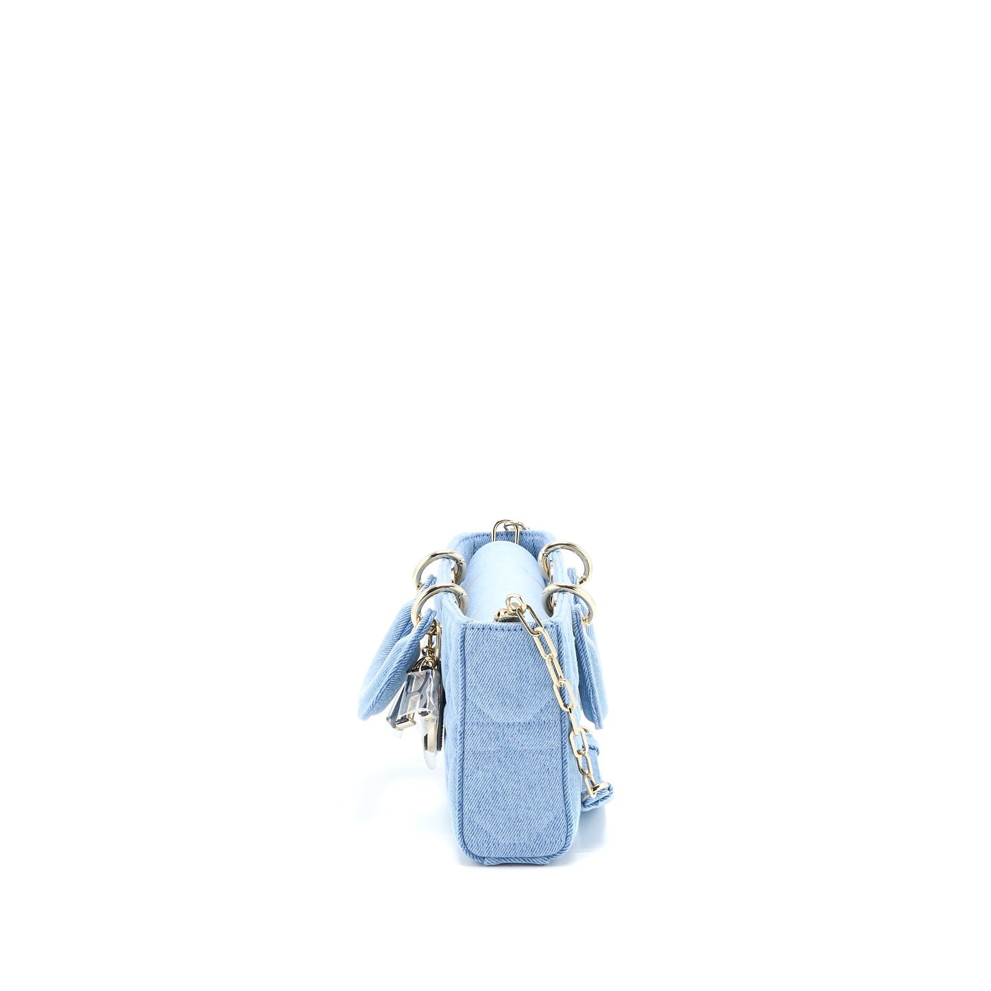 Luxury Dior Small Lady D-Joy Bag Macrocannage Denim Blue LGHW