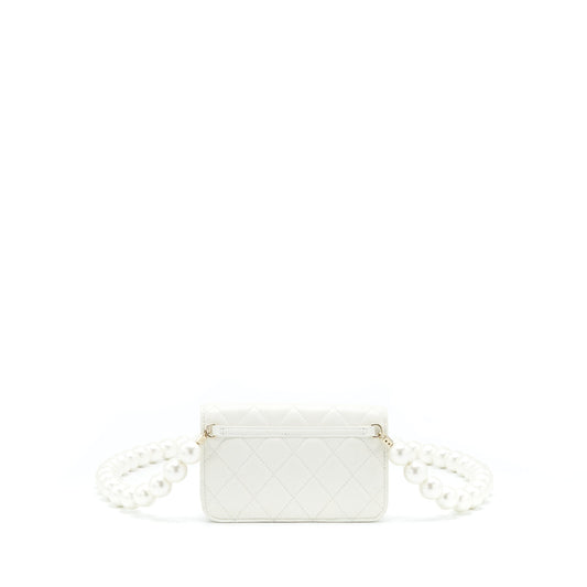 Chanel Grant Pearl Crush Mini Crossbody Bag Lambskin White LGHW